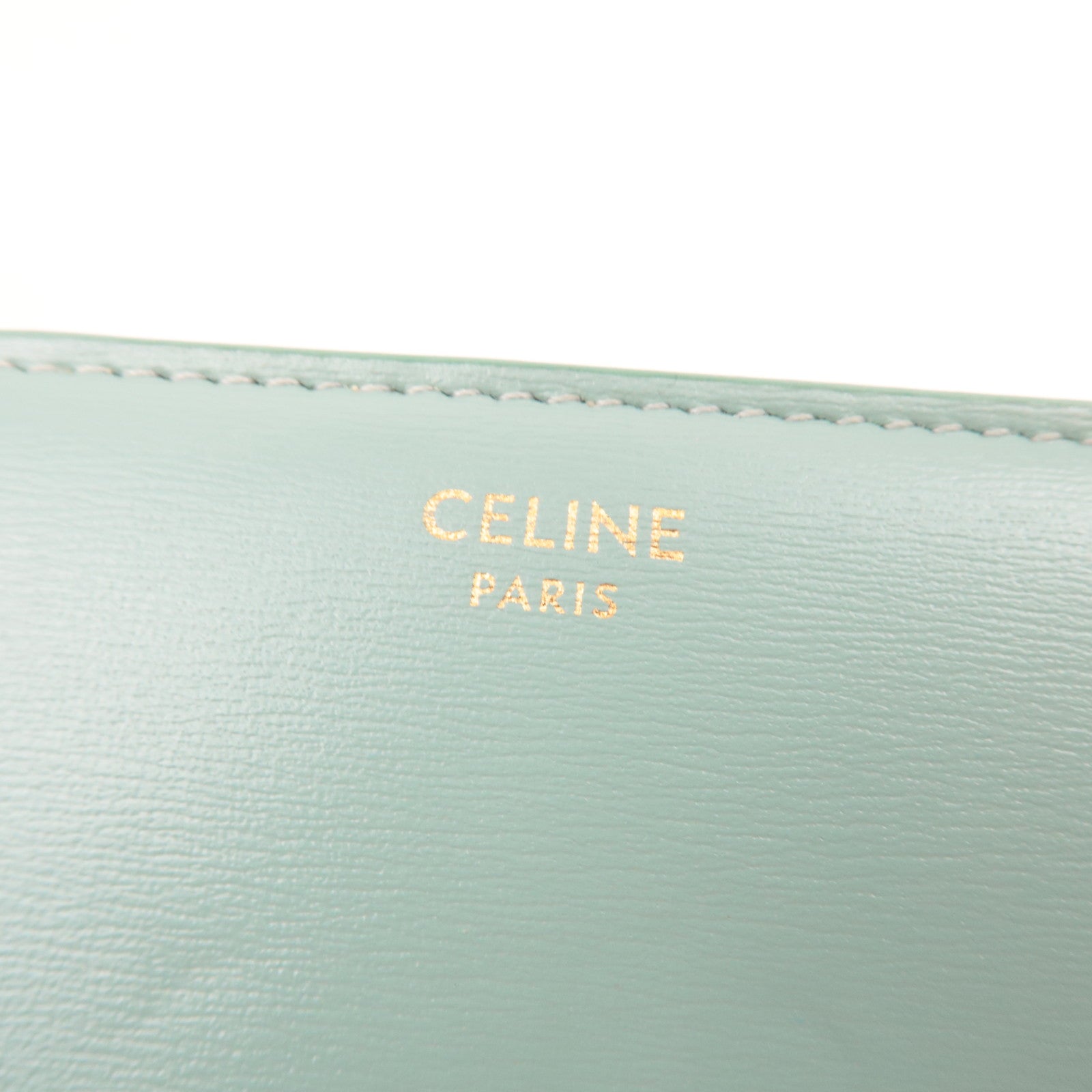 CELINE Triomphe Leather Wallet Mint Green
