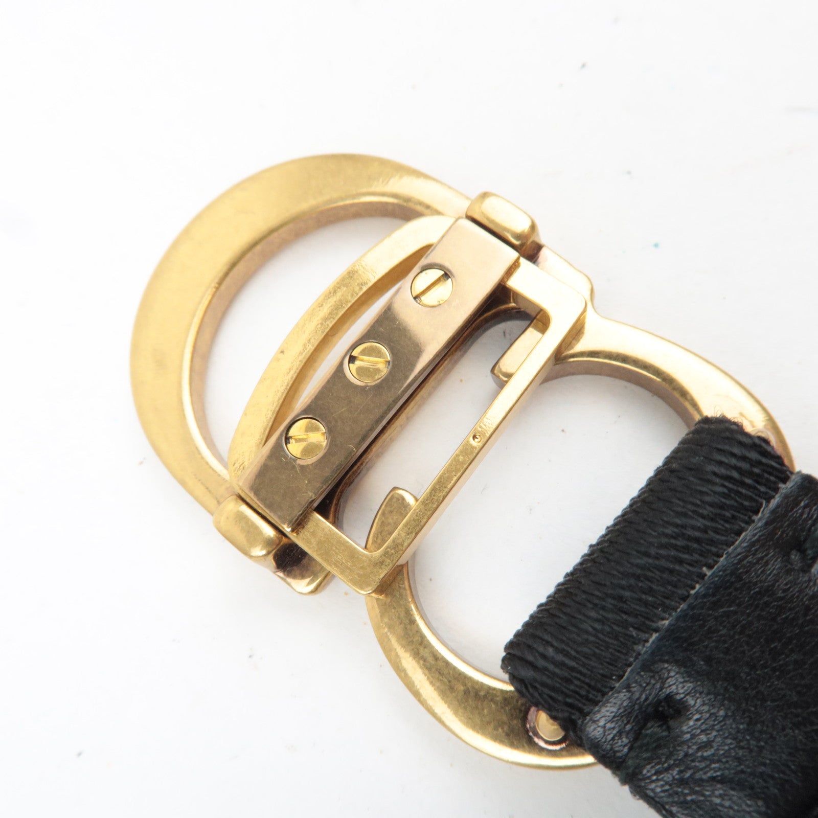 Christian Dior Canvas Belt Black Gold HDW
