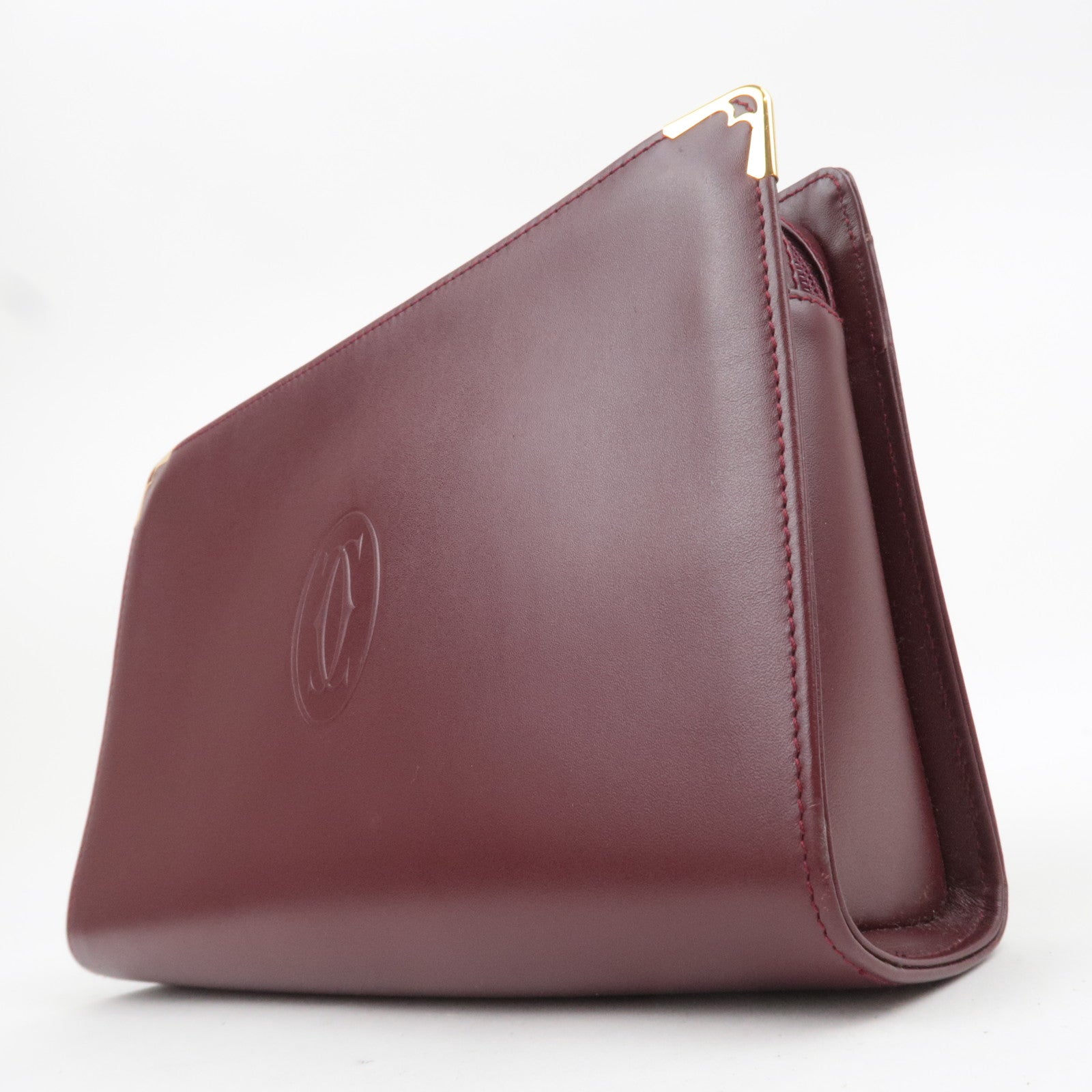 Cartier Must Line Leather Clutch Bag Bordeaux