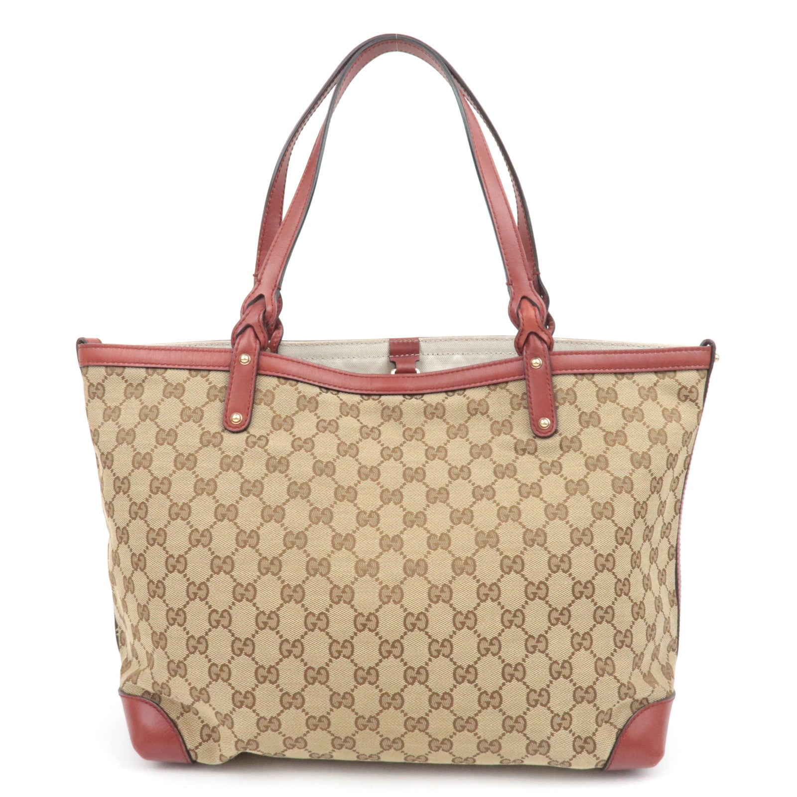 GUCCI GG Canvas Tote Bag Beige Brown 247209