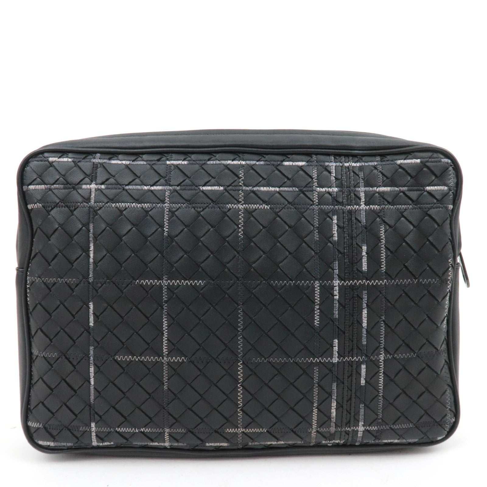 BOTTEGA VENETA Intrecciato Leather Clutch Bag with Stitching details