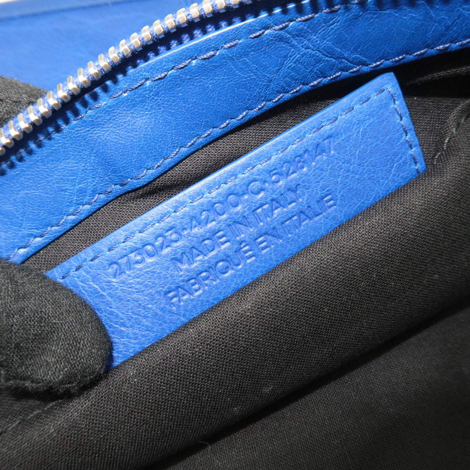 BALENCIAGA Classic Clip L Leather Clutch Bag Blue 273023