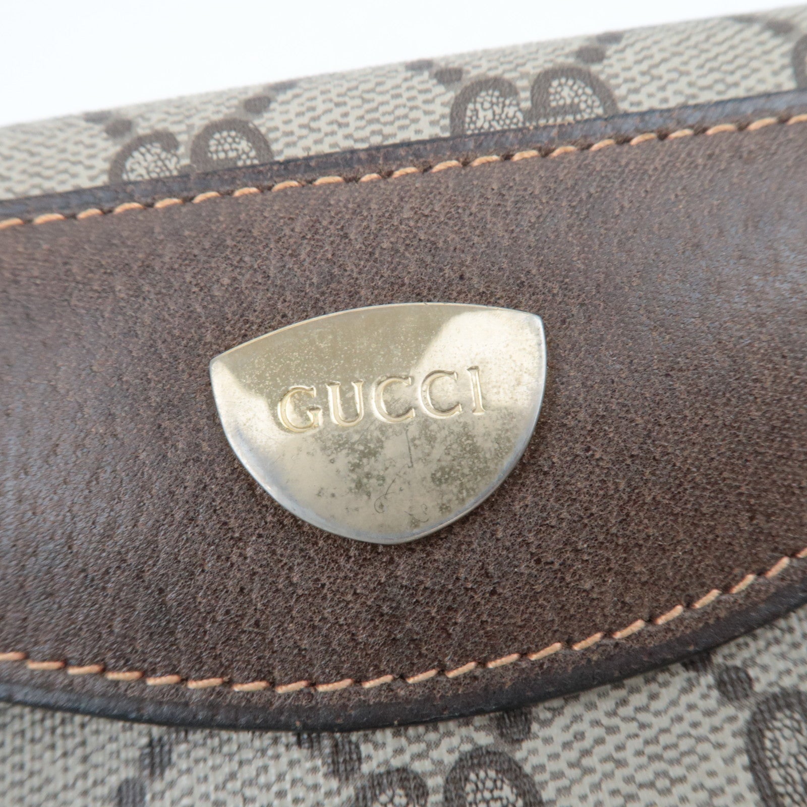 GUCCI Old Gucci GG Plus Clutch Bag Beige Brown