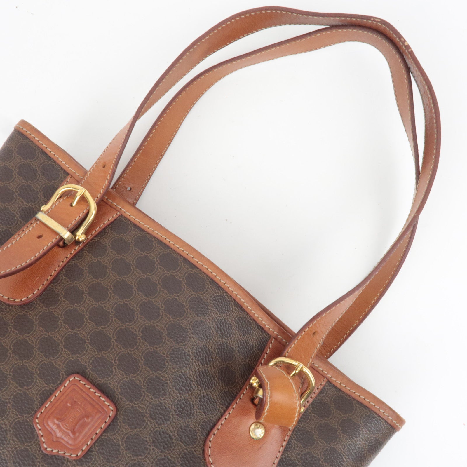 CELINE Macadam PVC Leather Tote Bag Brown