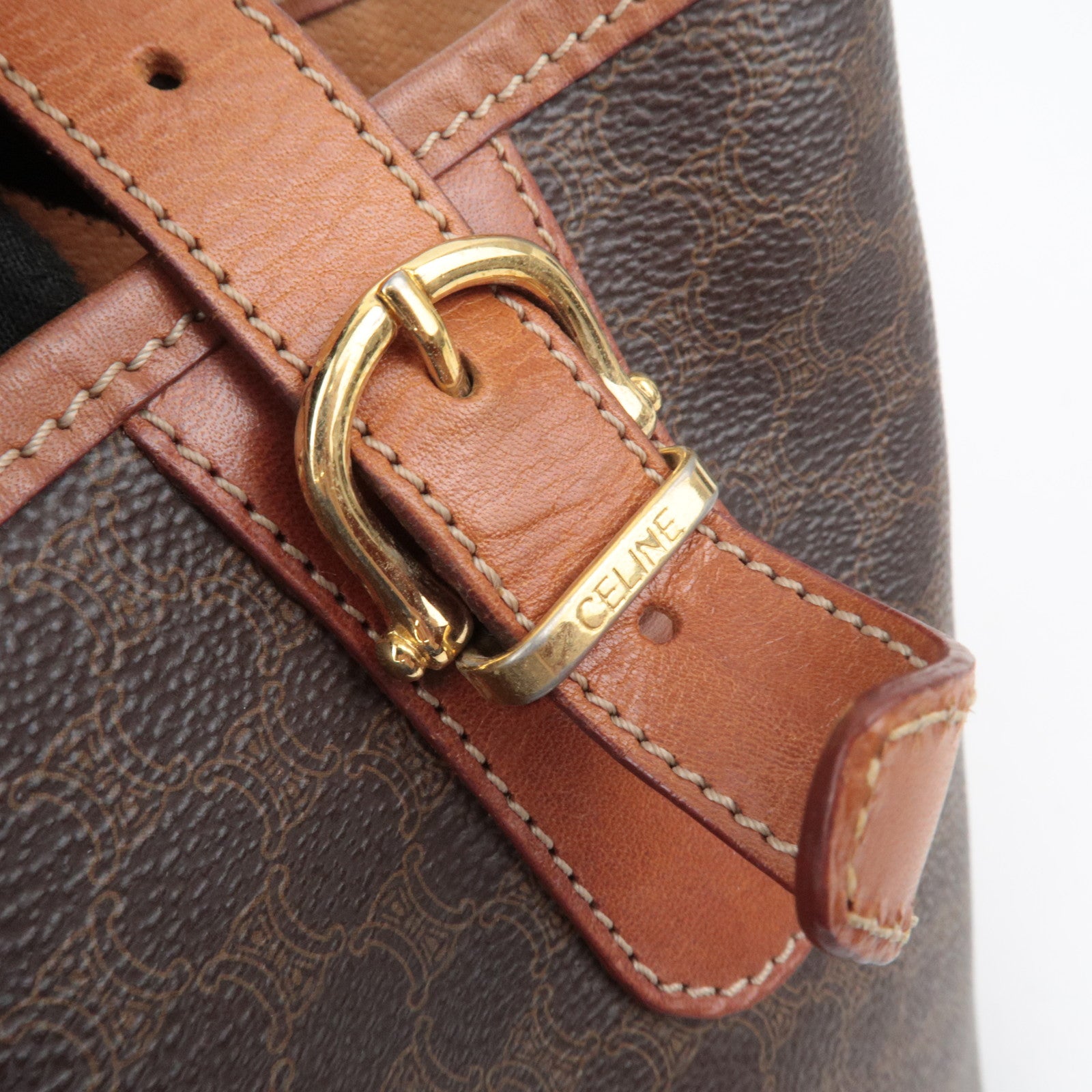 CELINE Macadam PVC Leather Tote Bag Brown