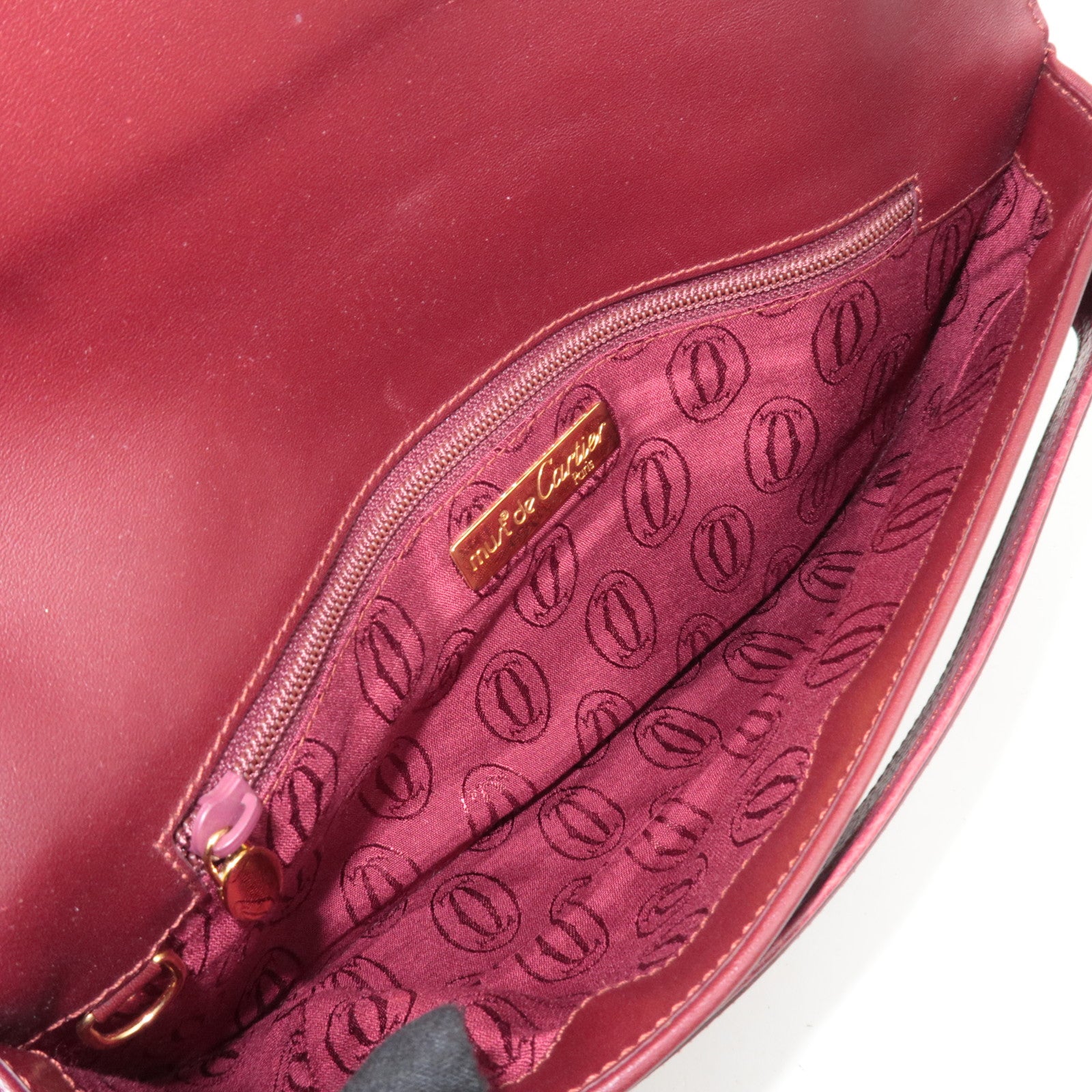 Cartier Must Line Leather Clutch Bag Bordeaux