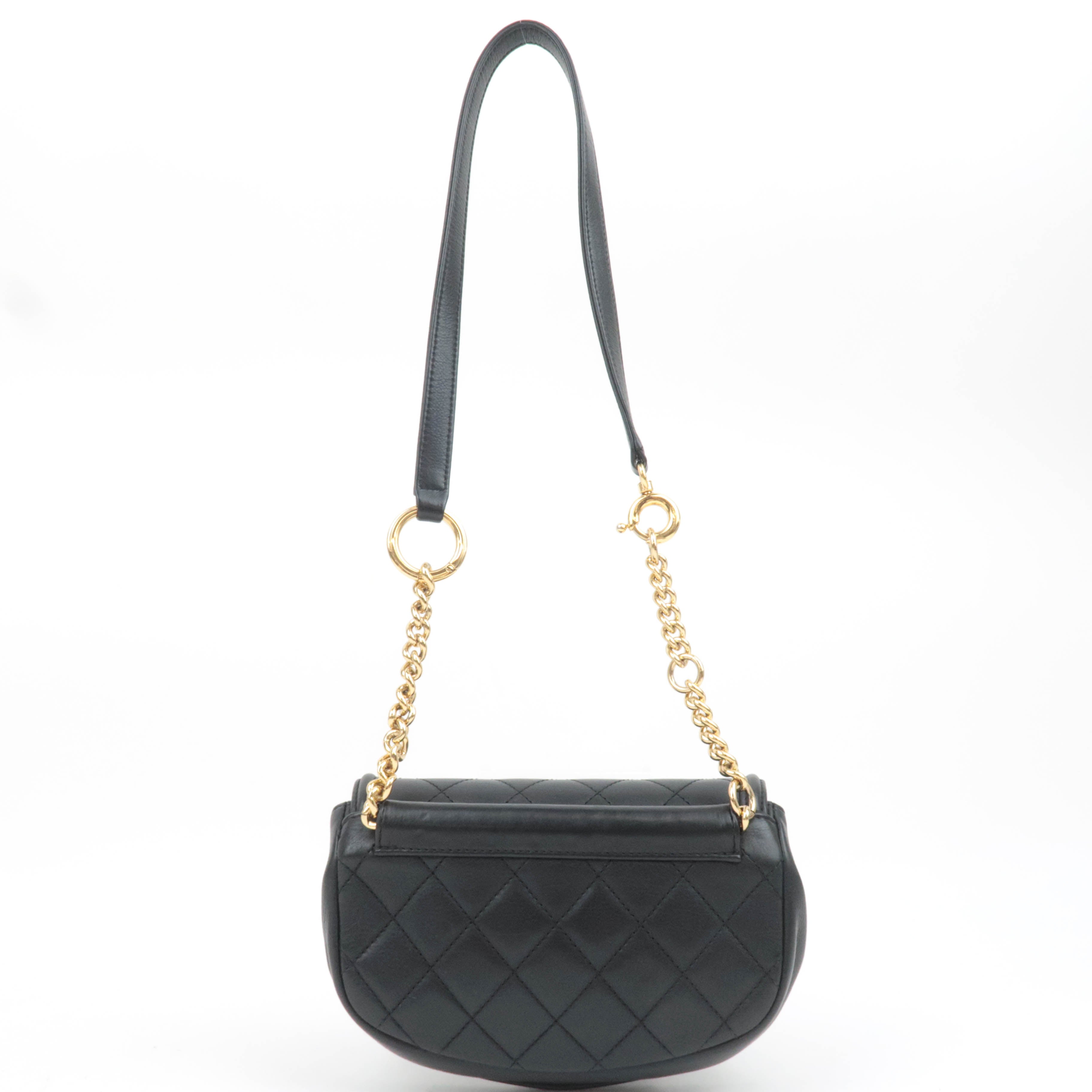 CHANEL Matelasse Leather Chain Waist Bag/Shoulder Bag Black