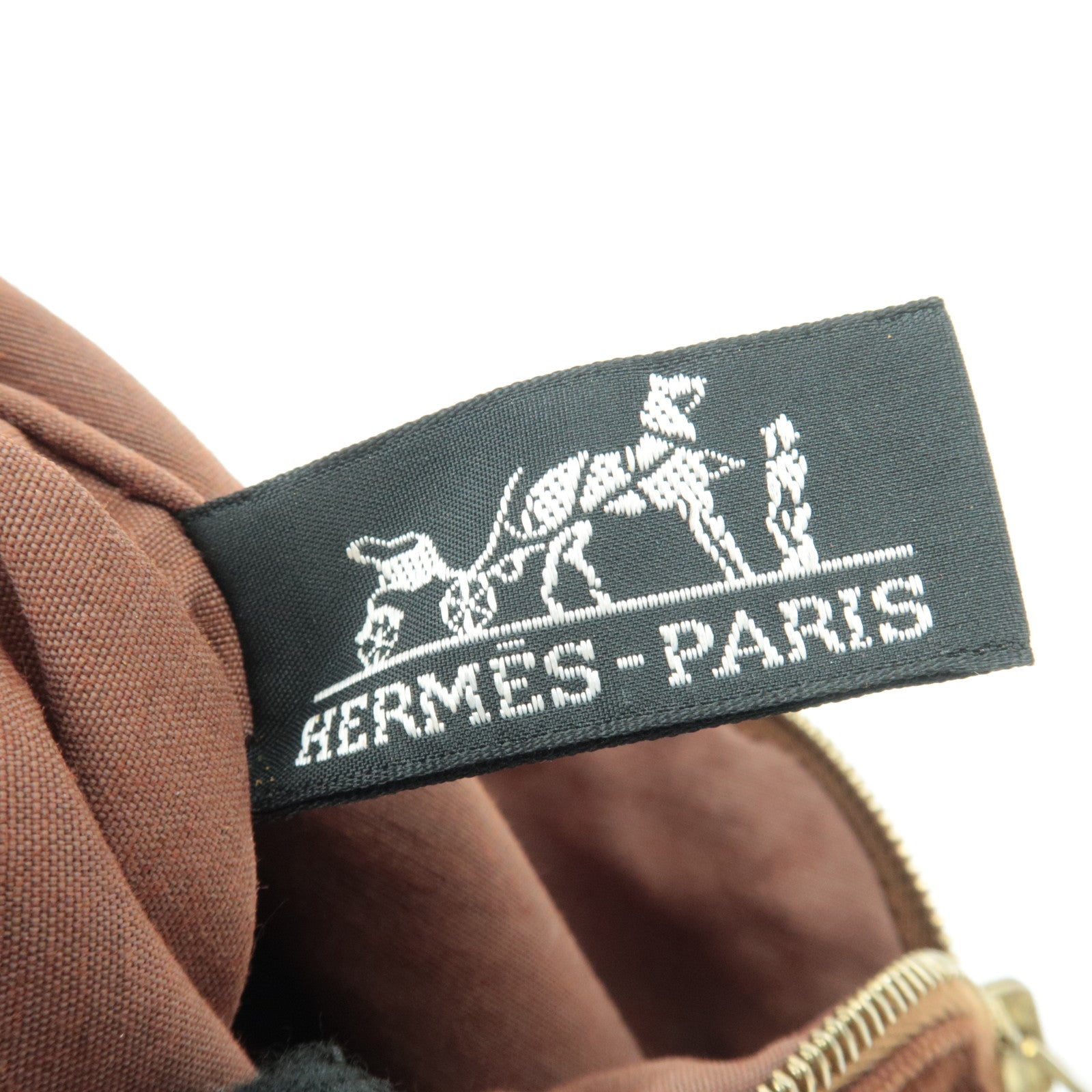 HERMES Bolide Pouch Mini 20 Canvas Cosmetic Pouch Brown