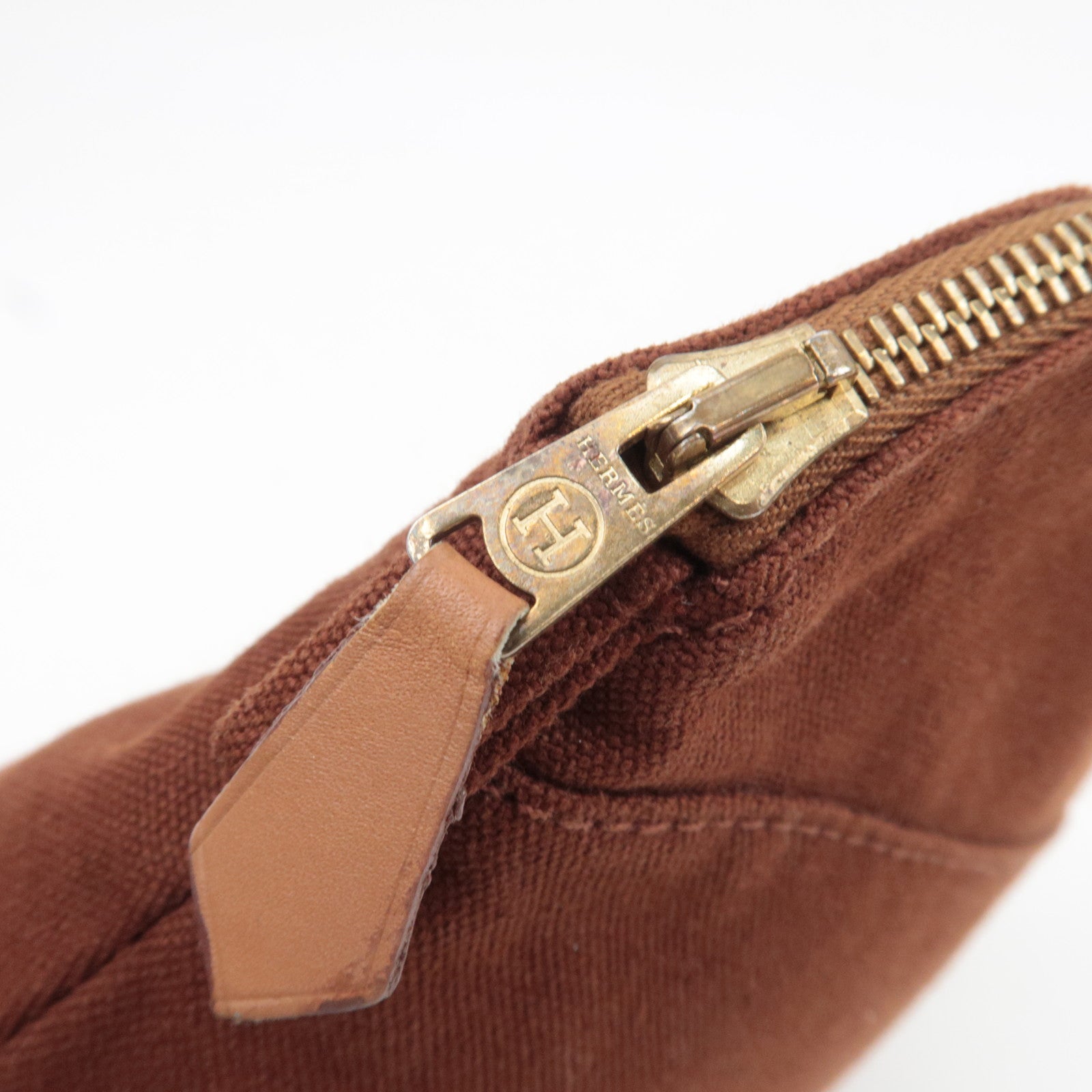 HERMES Bolide Pouch Mini 20 Canvas Cosmetic Pouch Brown
