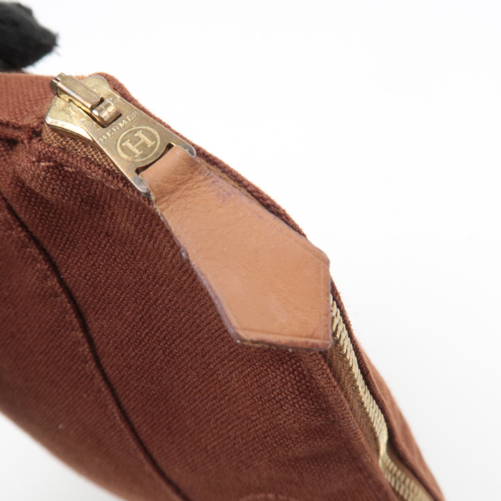 HERMES Bolide Pouch Mini 20 Canvas Cosmetic Pouch Brown