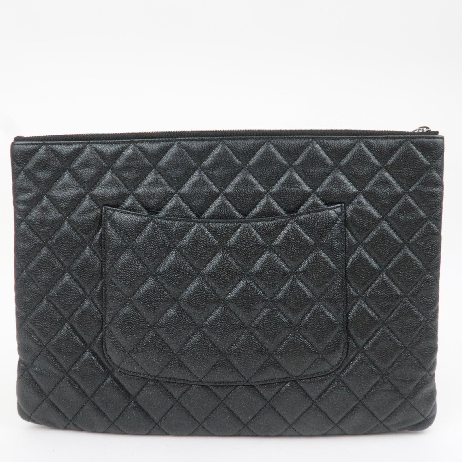 CHANEL Matelasse Caviarskin Clutch Bag Black