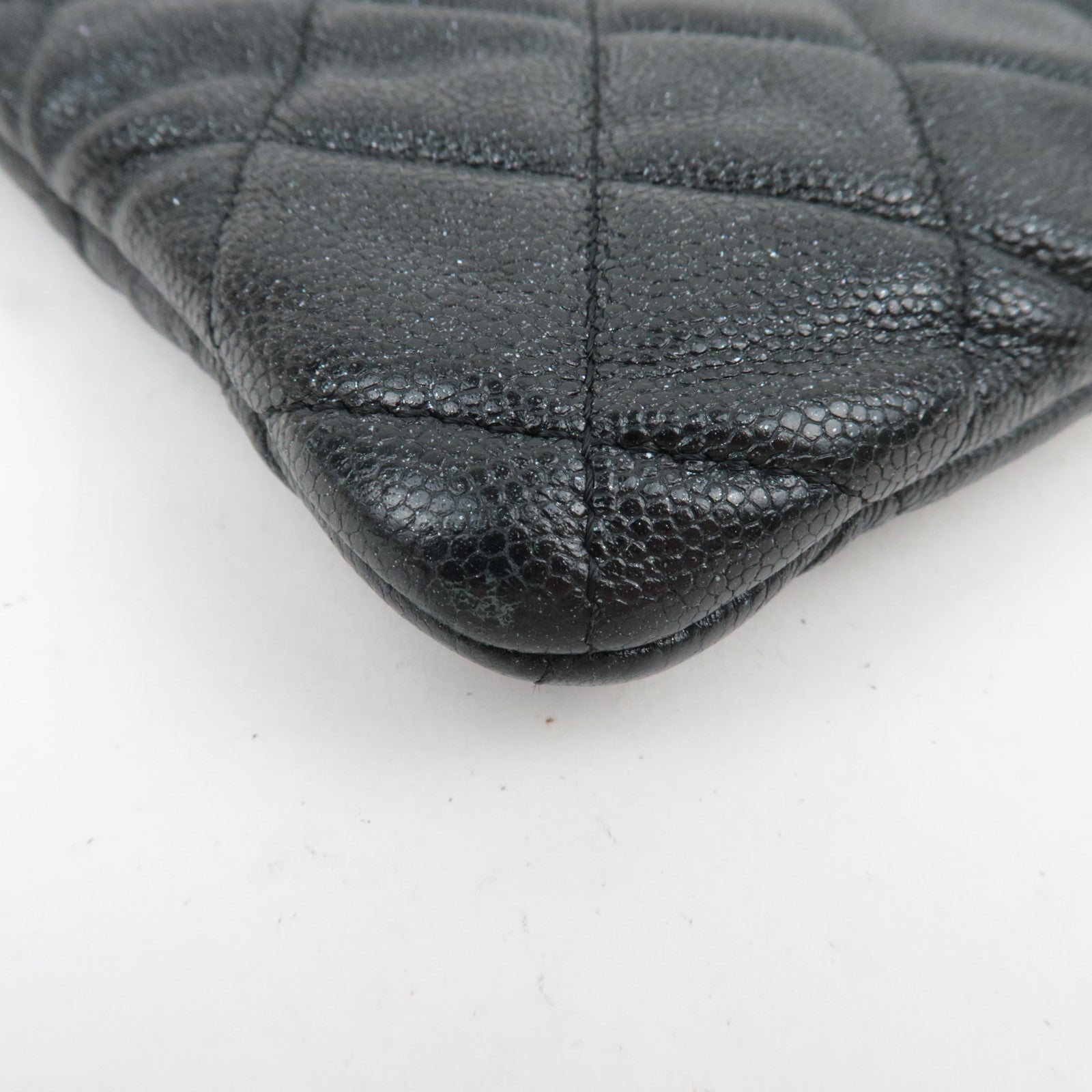 CHANEL Matelasse Caviarskin Clutch Bag Black