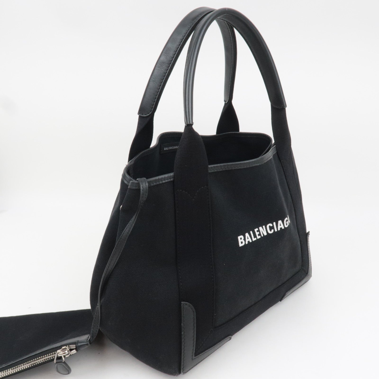 BALENCIAGA Navy Cabas Small  Canvas Tote Bag Black 339933