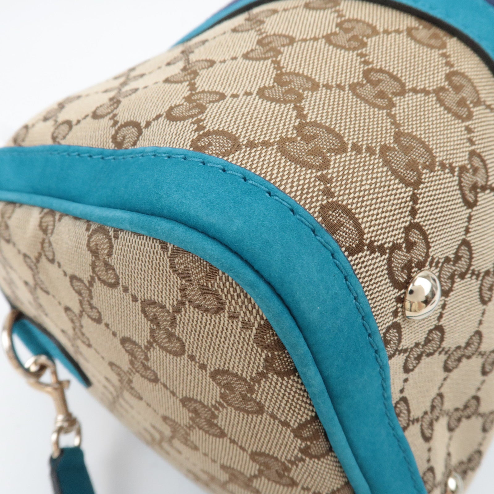 GUCCI Sherry GG Canvas 2Way Boston bag Beige Blue 247205