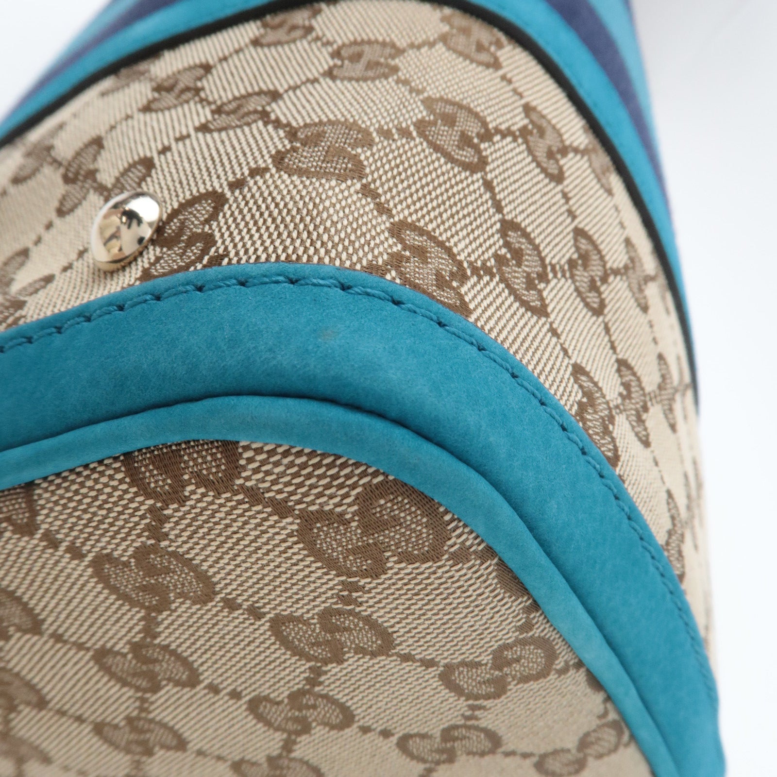 GUCCI Sherry GG Canvas 2Way Boston bag Beige Blue 247205