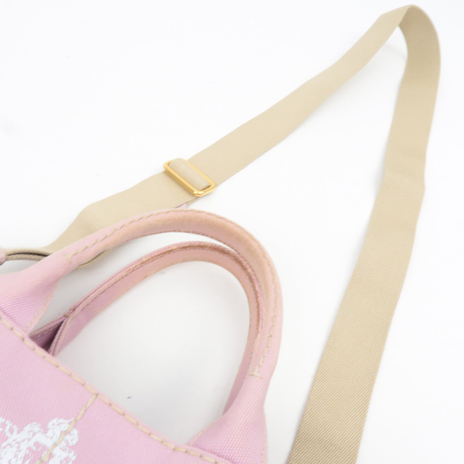 PRADA Canapa Mini 2Way Canvas Tote Bag Pink 1BG439
