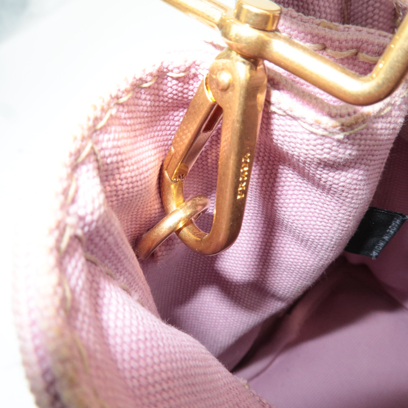 PRADA Canapa Mini 2Way Canvas Tote Bag Pink 1BG439