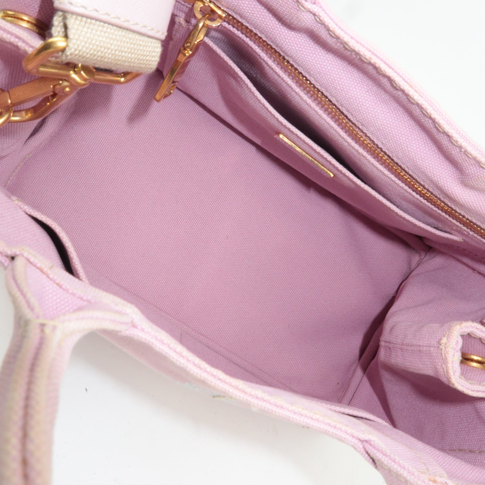 PRADA Canapa Mini 2Way Canvas Tote Bag Pink 1BG439
