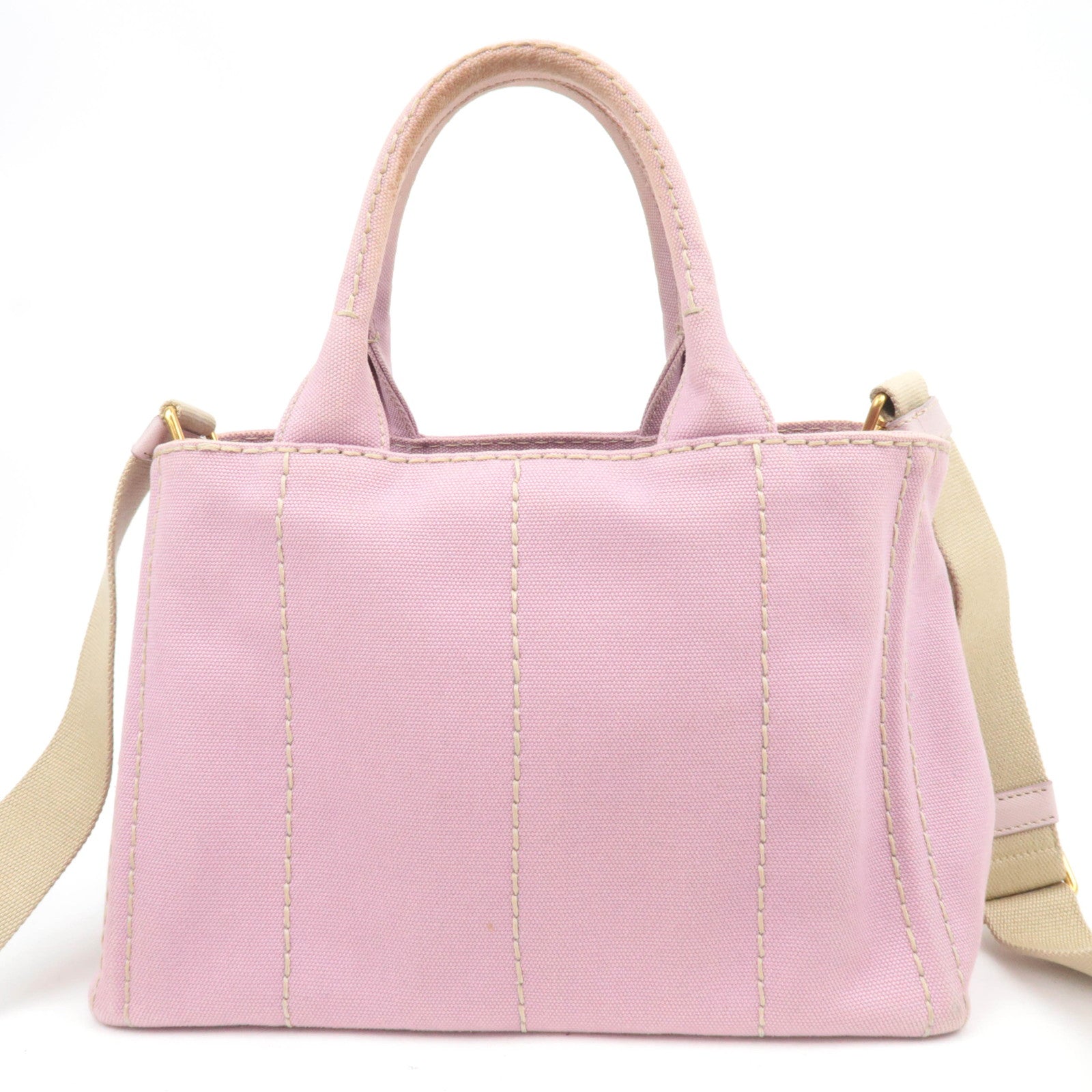 PRADA Canapa Mini 2Way Canvas Tote Bag Pink 1BG439