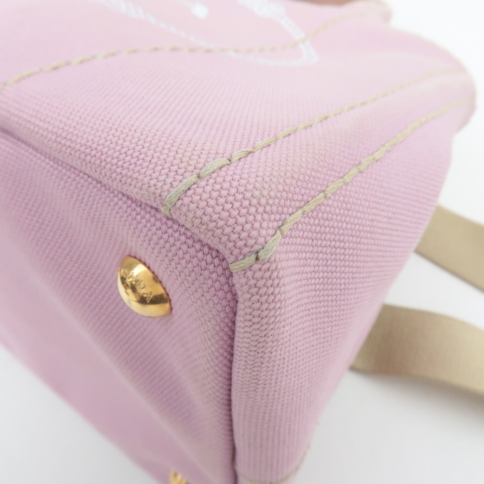 PRADA Canapa Mini 2Way Canvas Tote Bag Pink 1BG439