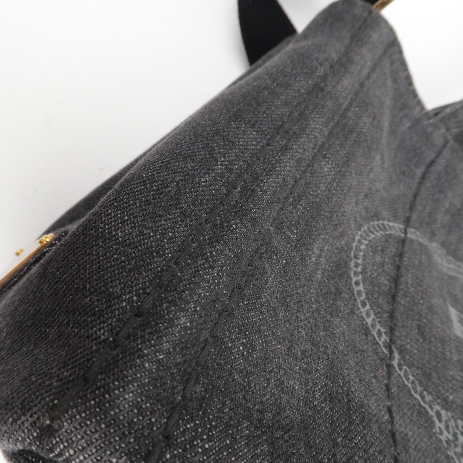 PRADA Canapa Mini 2Way Denim Tote Bag Black 1BG439