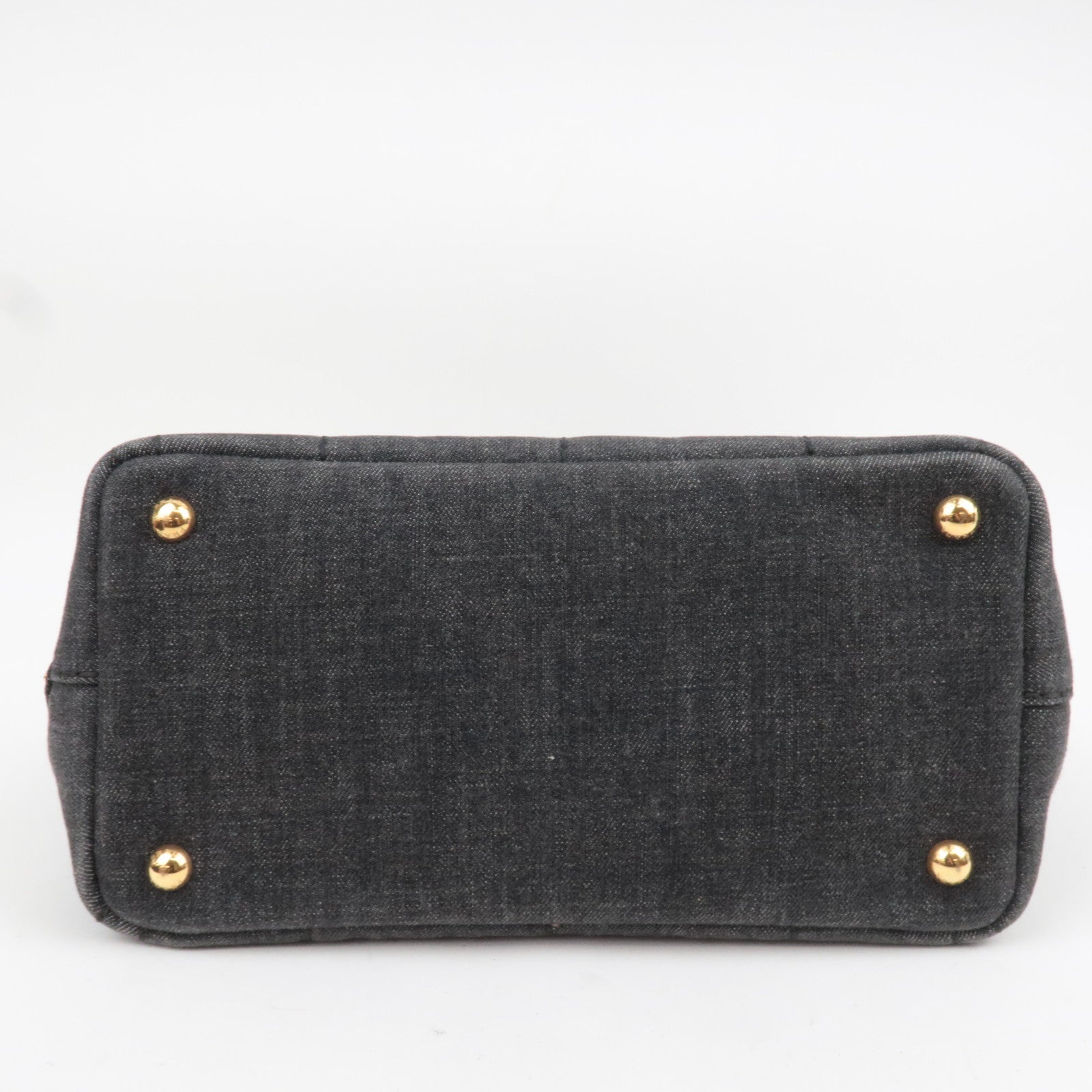 PRADA Canapa Mini 2Way Denim Tote Bag Black 1BG439