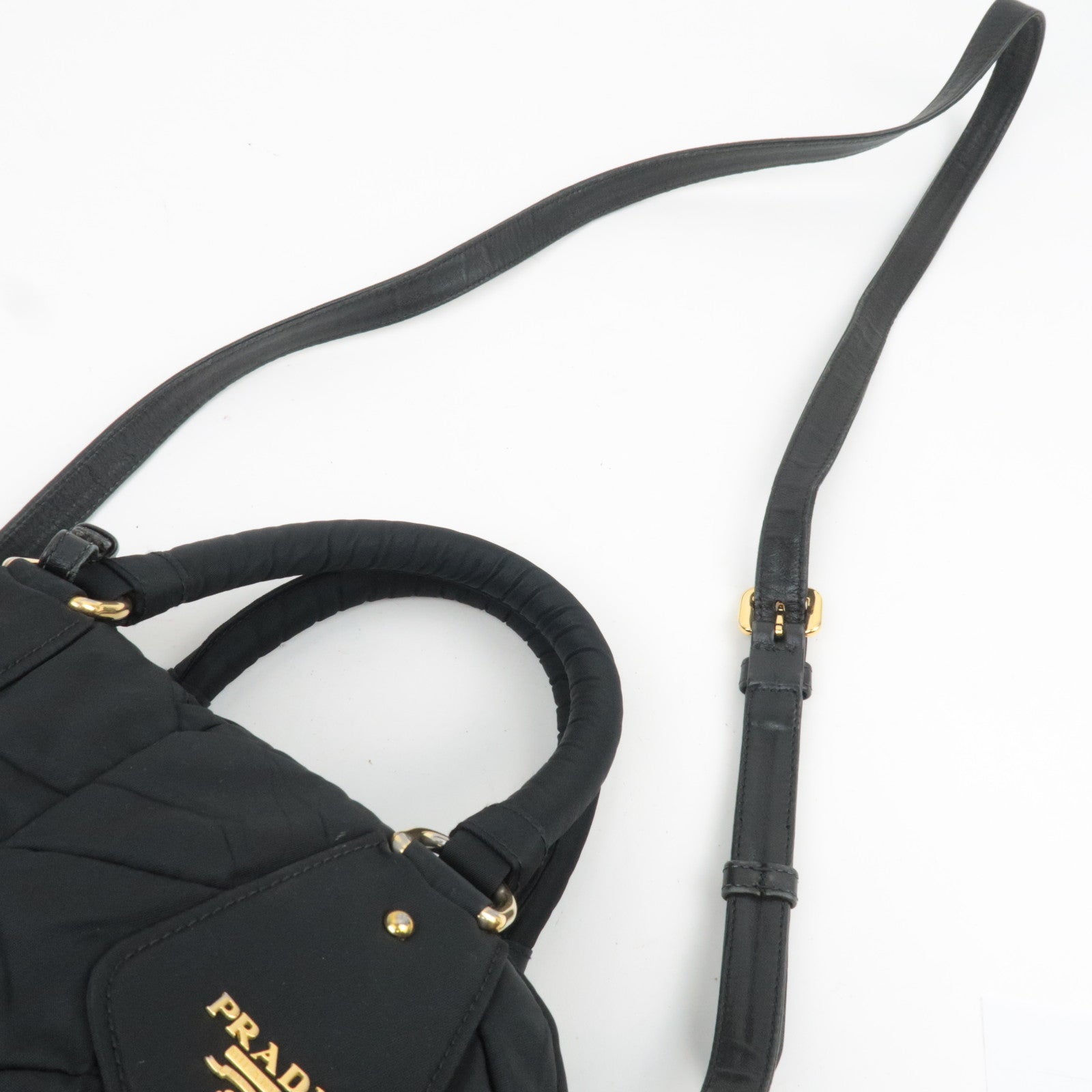 PRADA Quilted 2Way Nylon Handbag Black BL0404