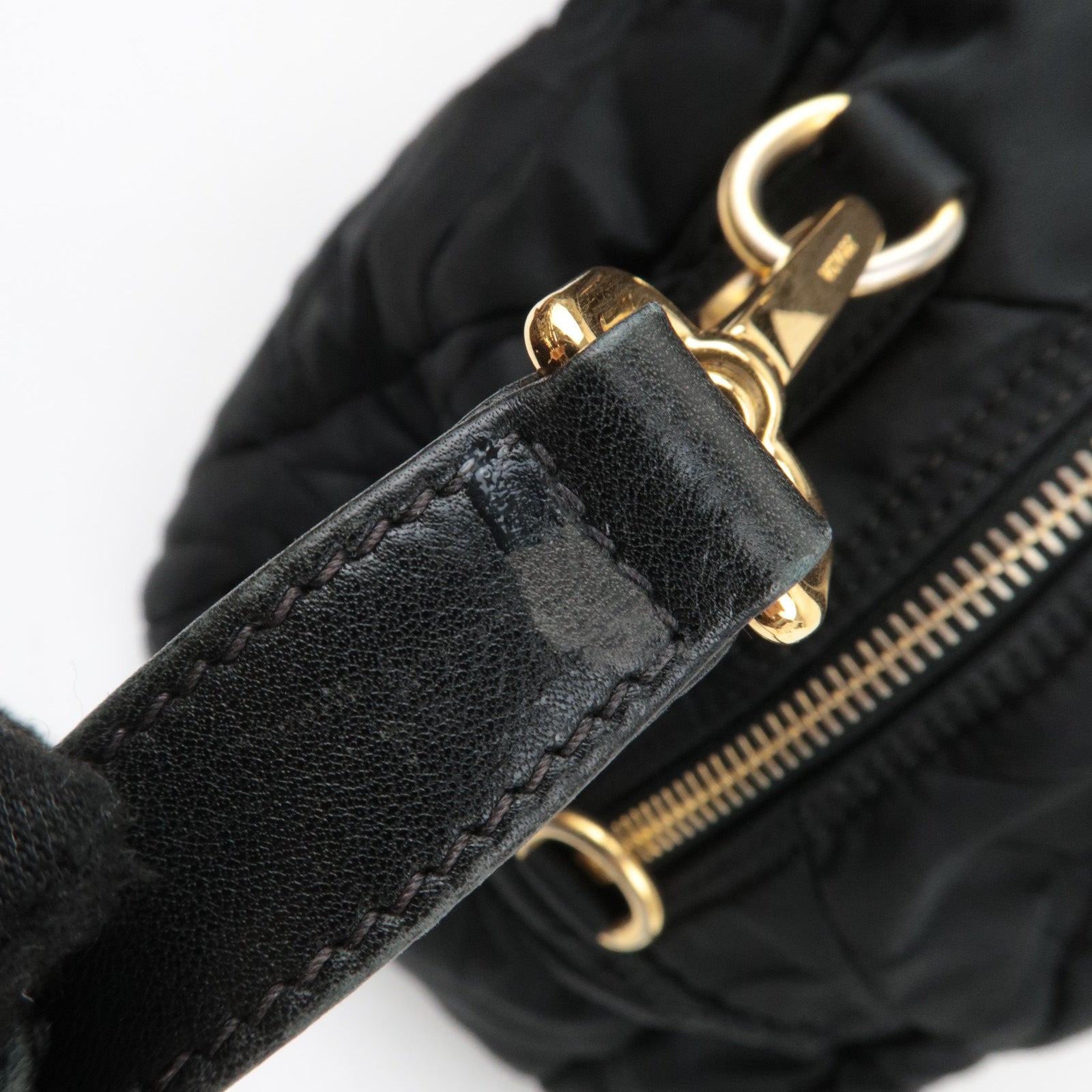 PRADA Quilted 2Way Nylon Handbag Black BL0404