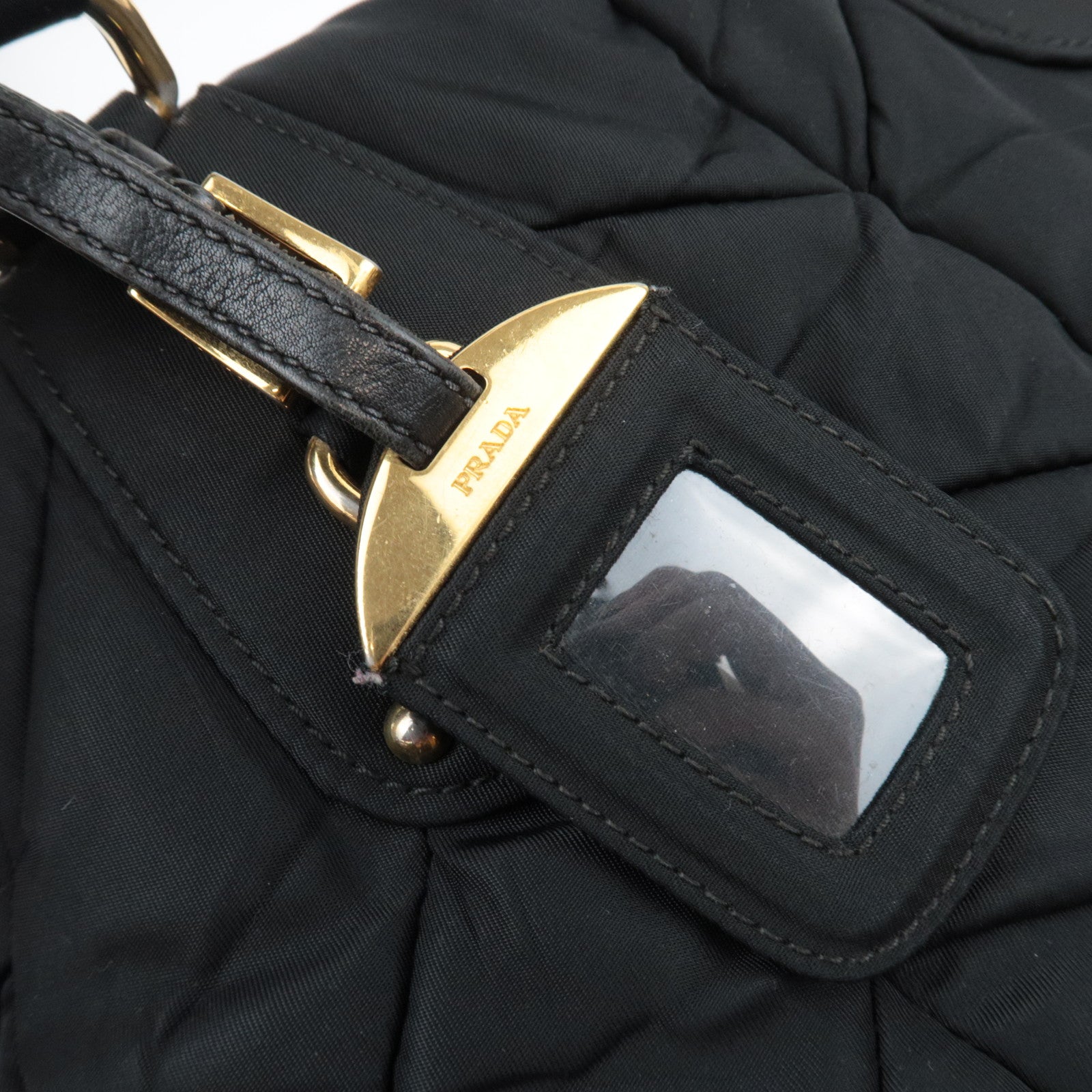 PRADA Quilted 2Way Nylon Handbag Black BL0404