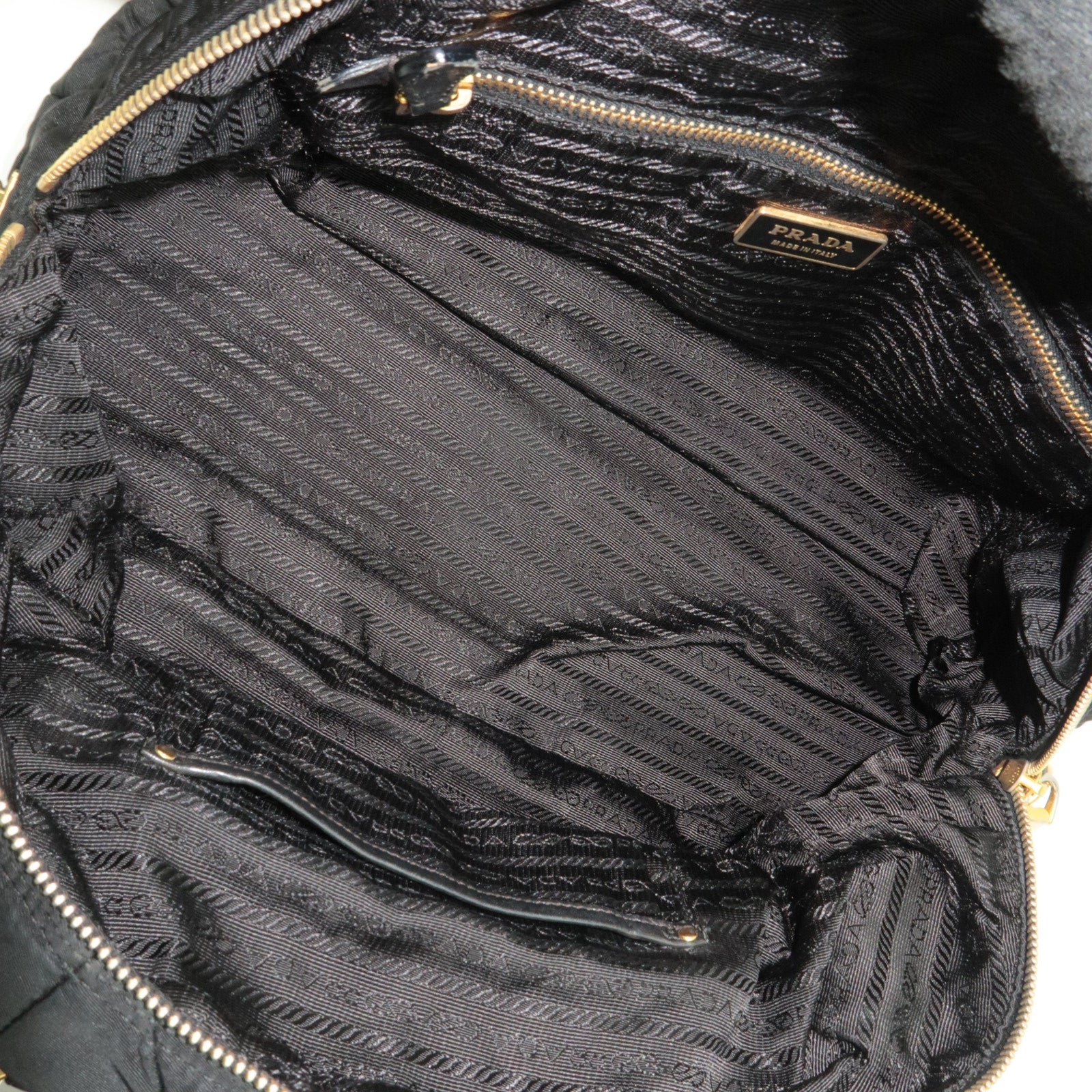 PRADA Quilted 2Way Nylon Handbag Black BL0404