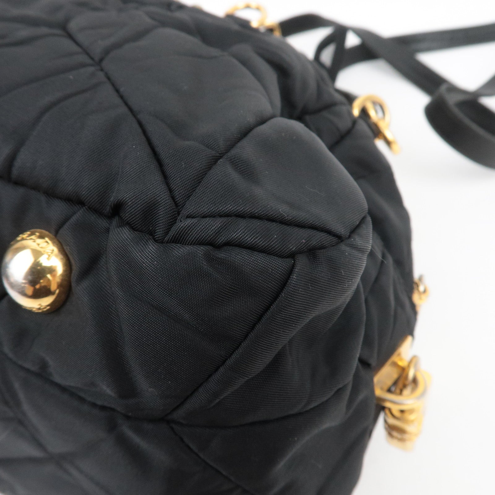 PRADA Quilted 2Way Nylon Handbag Black BL0404
