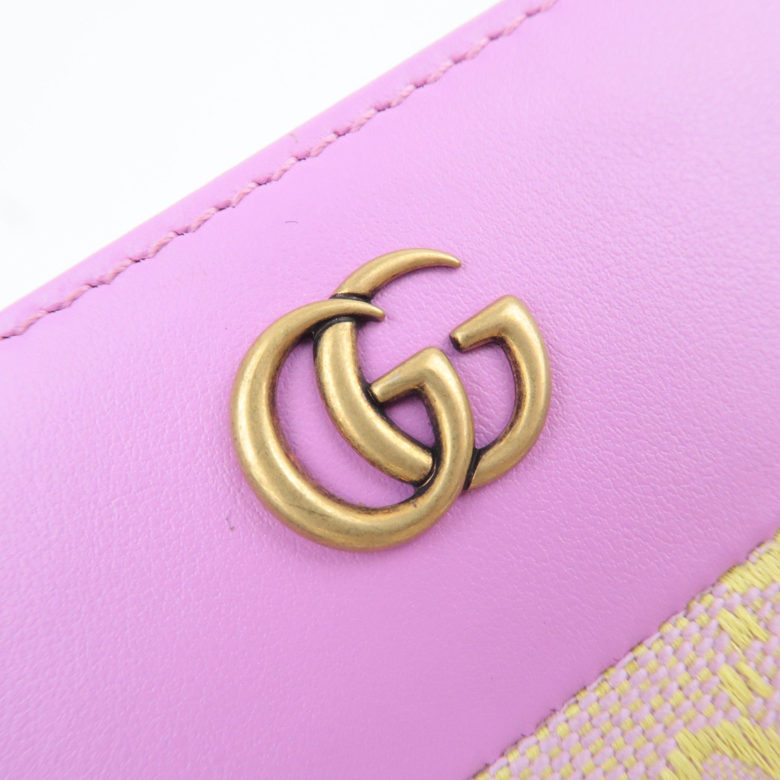 GUCCI GG Marmont GG Canvas Wallet Pink Yellow 783121