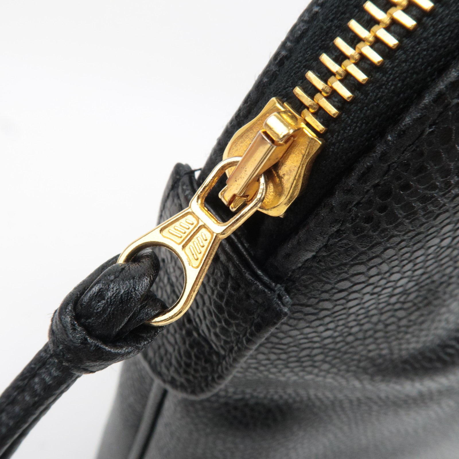 CHANEL Coco Mark Caviarskin Chain Tote Bag Black Gold HDW