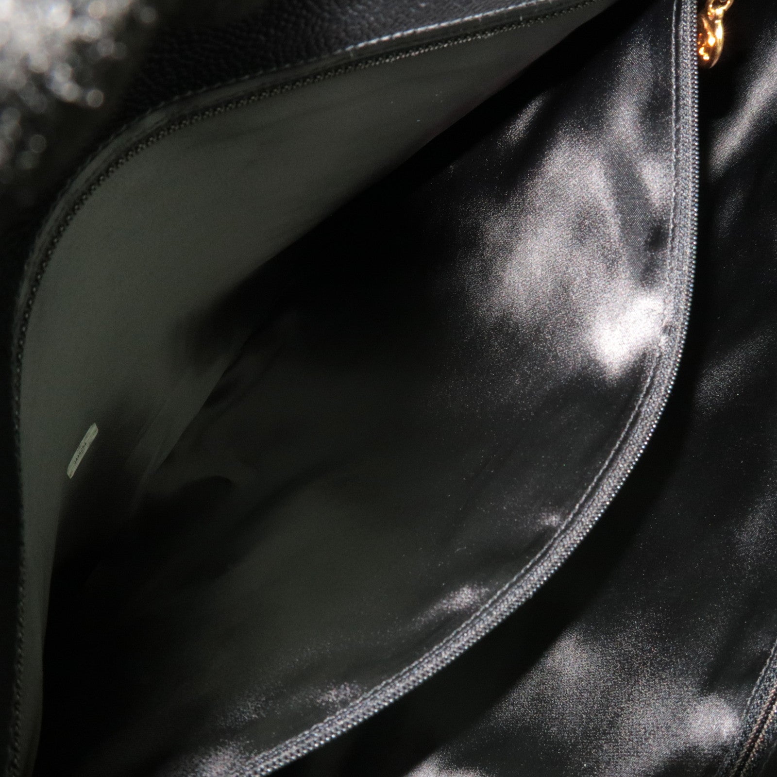 CHANEL Coco Mark Caviarskin Chain Tote Bag Black Gold HDW