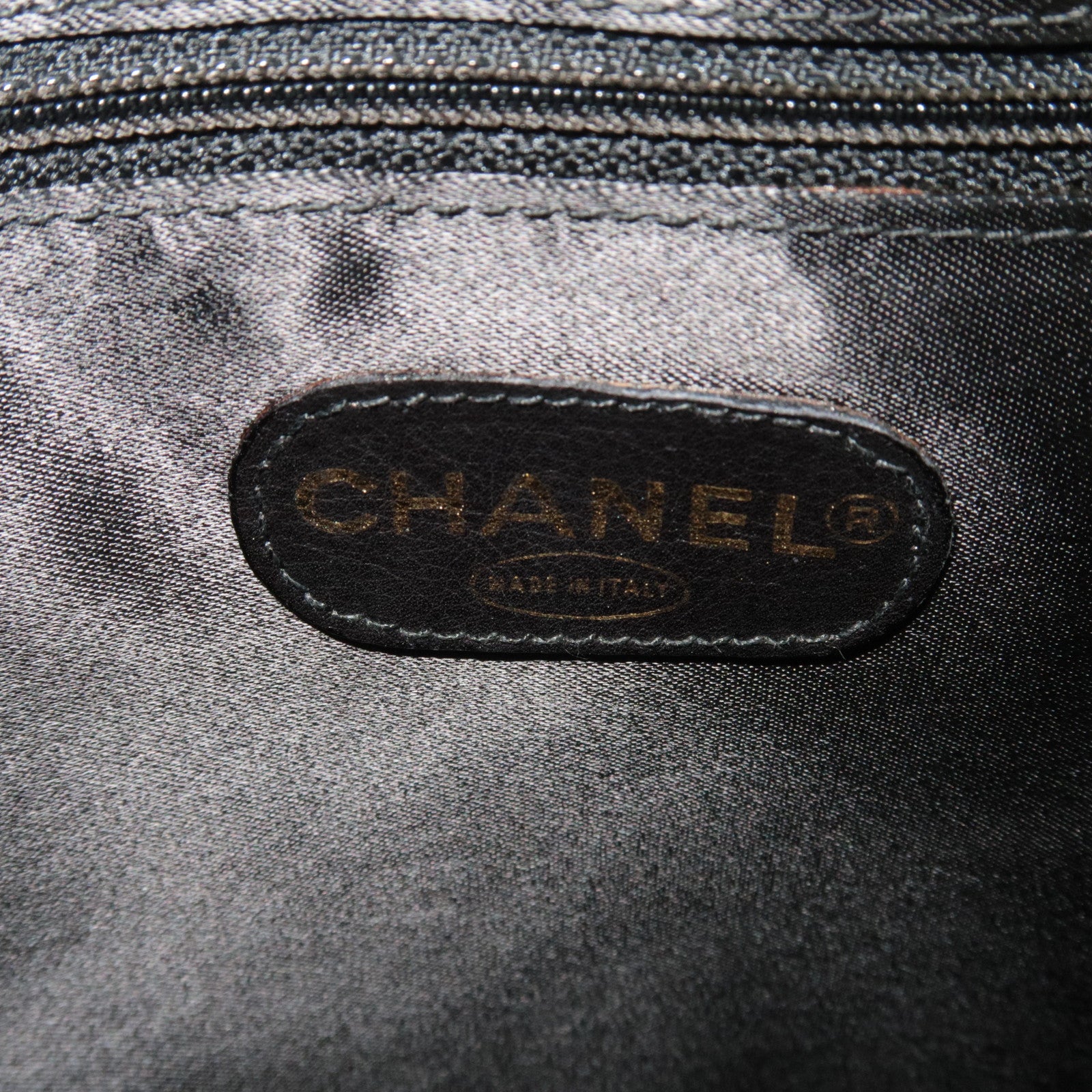 CHANEL Coco Mark Caviarskin Chain Tote Bag Black Gold HDW