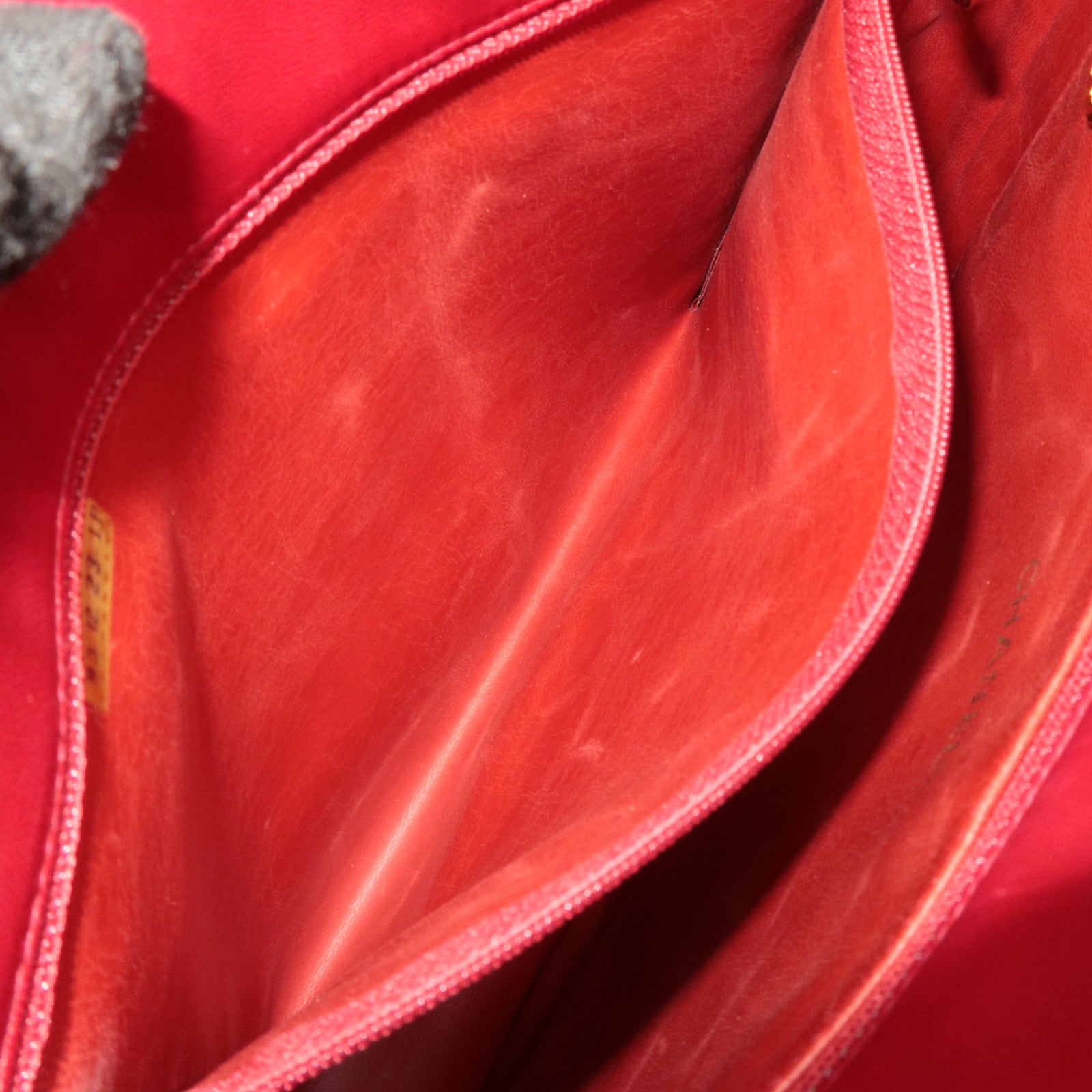 CHANEL Coco Mark Lambskin Chain Tote Bag Red Gold HDW