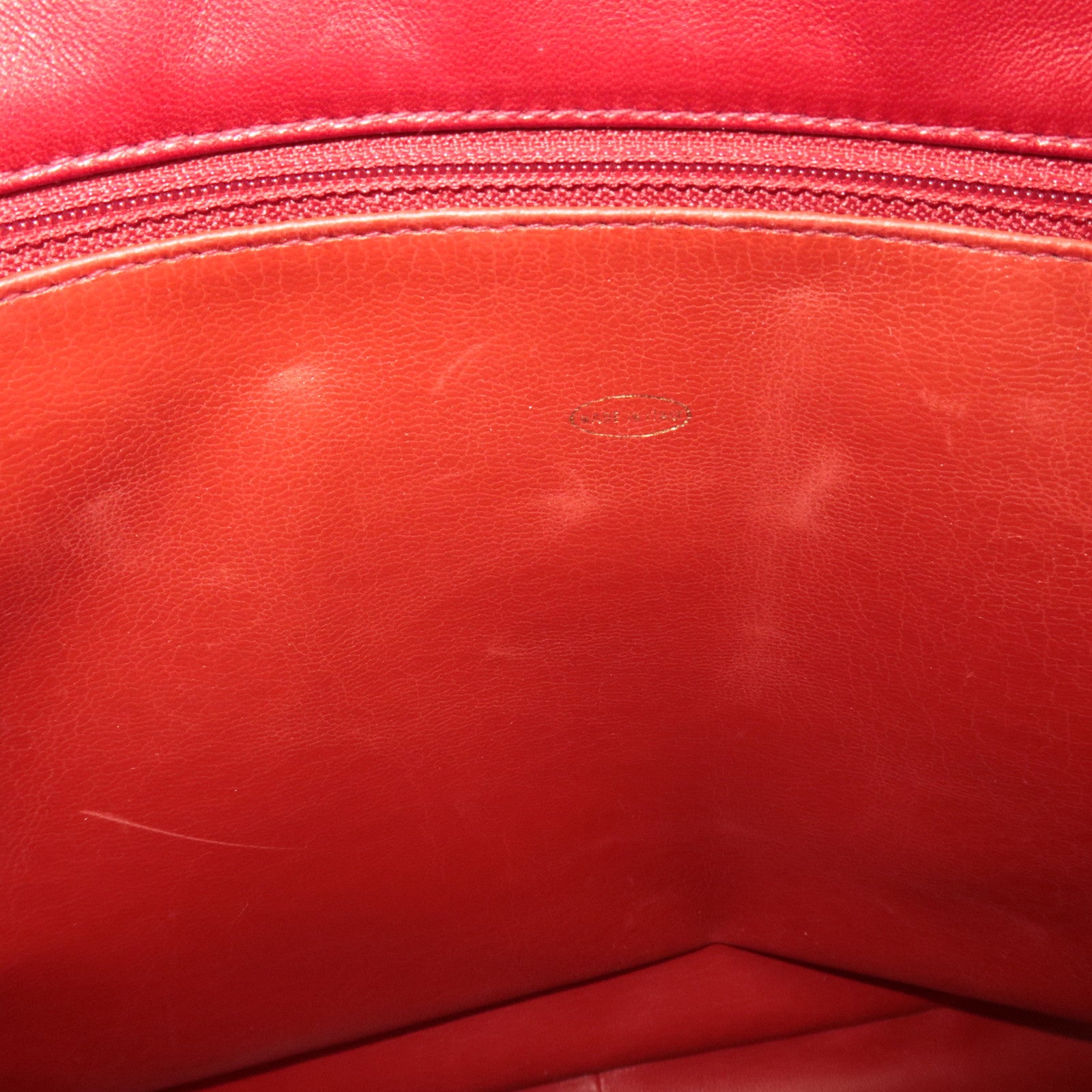 CHANEL Coco Mark Lambskin Chain Tote Bag Red Gold HDW