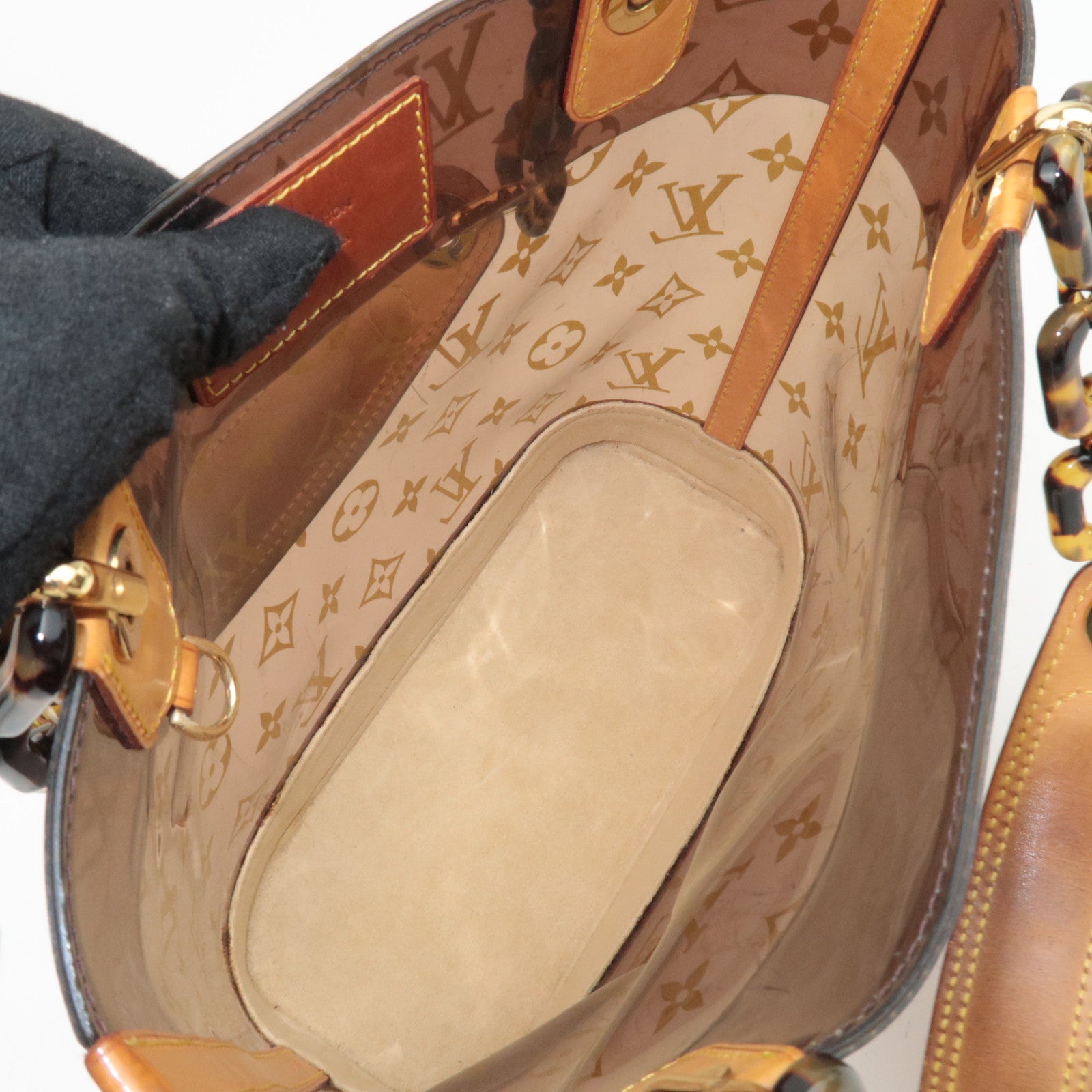 Louis Vuitton Monogram Vinyl Cabas Amble PM Handbag Clear Brown M92502