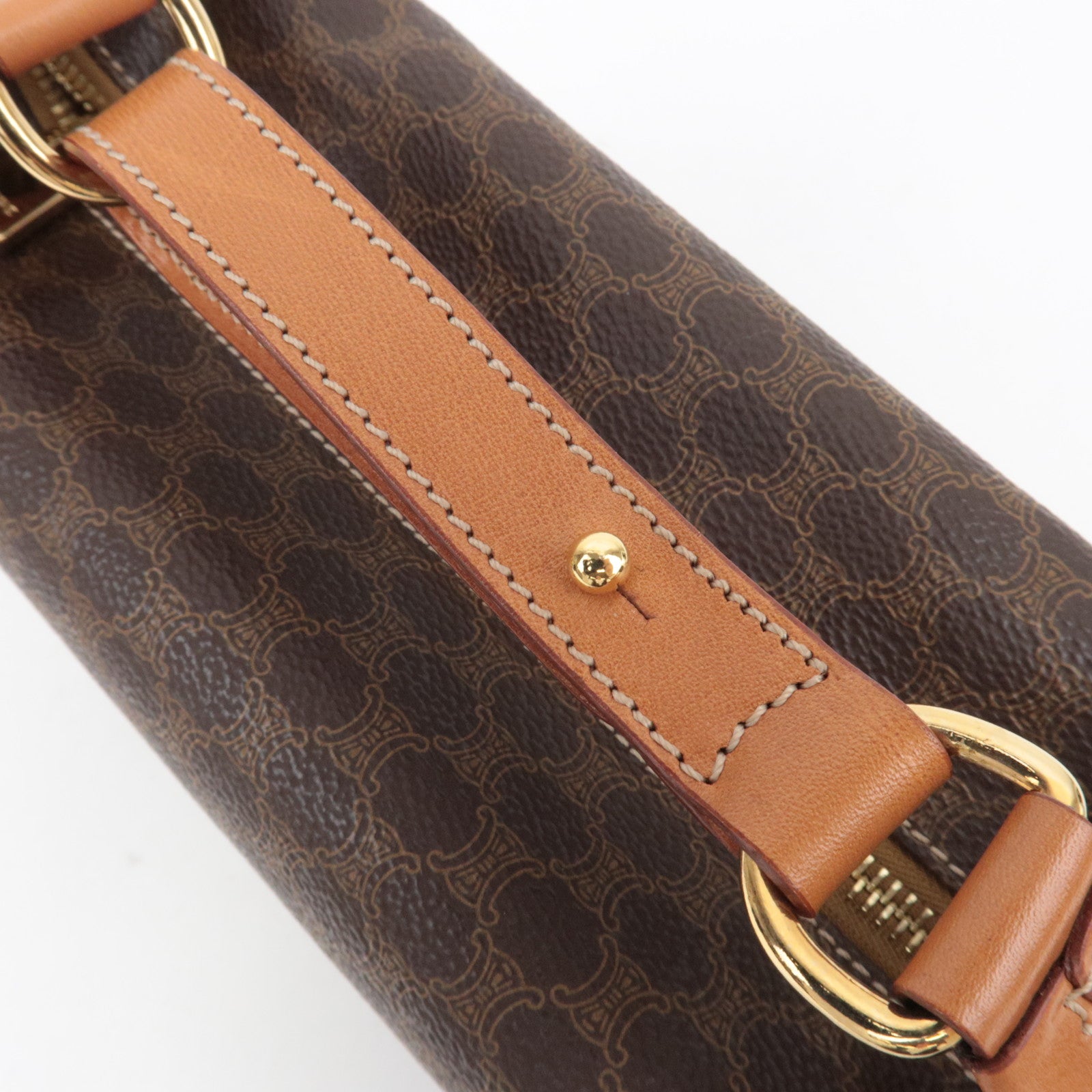 CELINE Macadam PVC Leather Handbag Brown