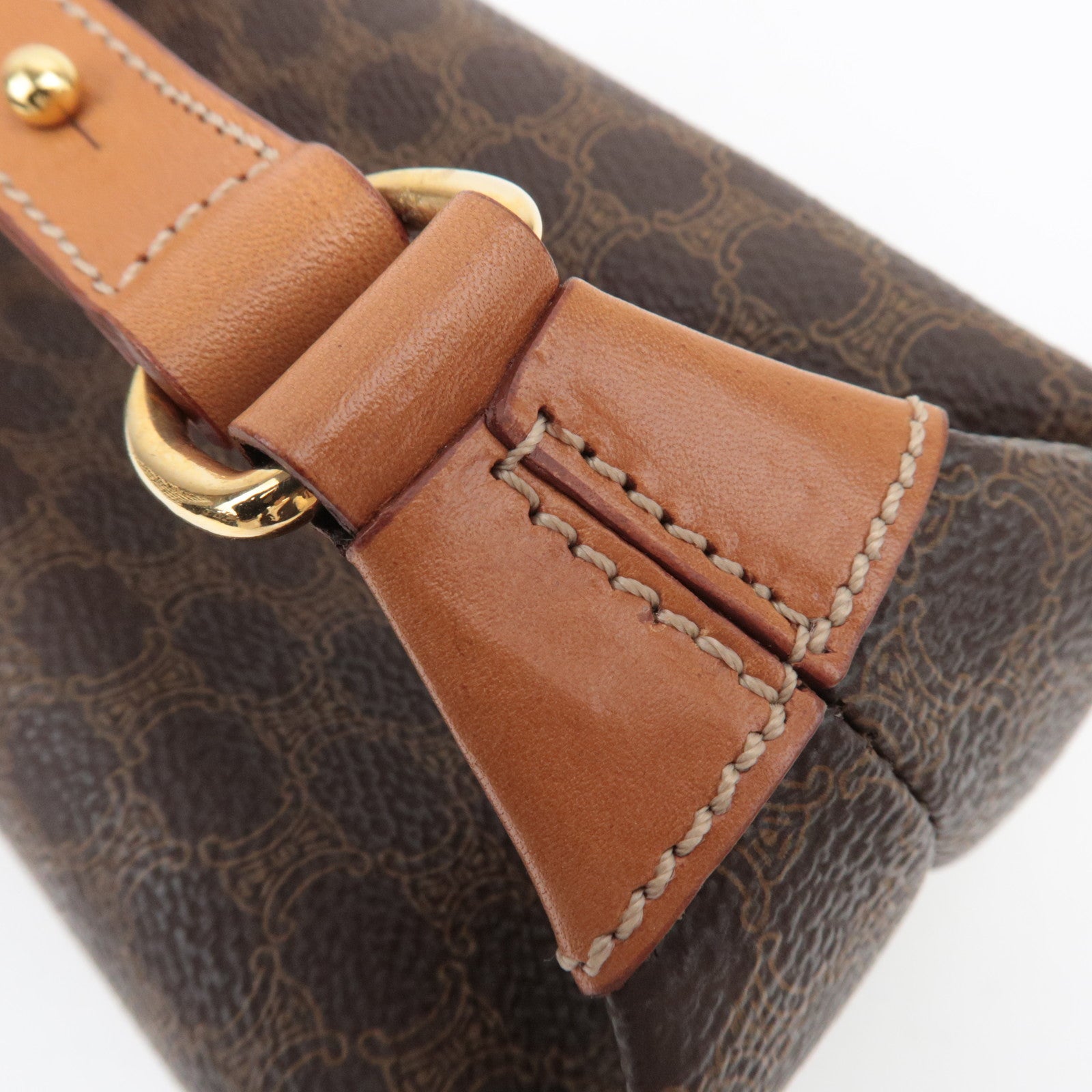 CELINE Macadam PVC Leather Handbag Brown