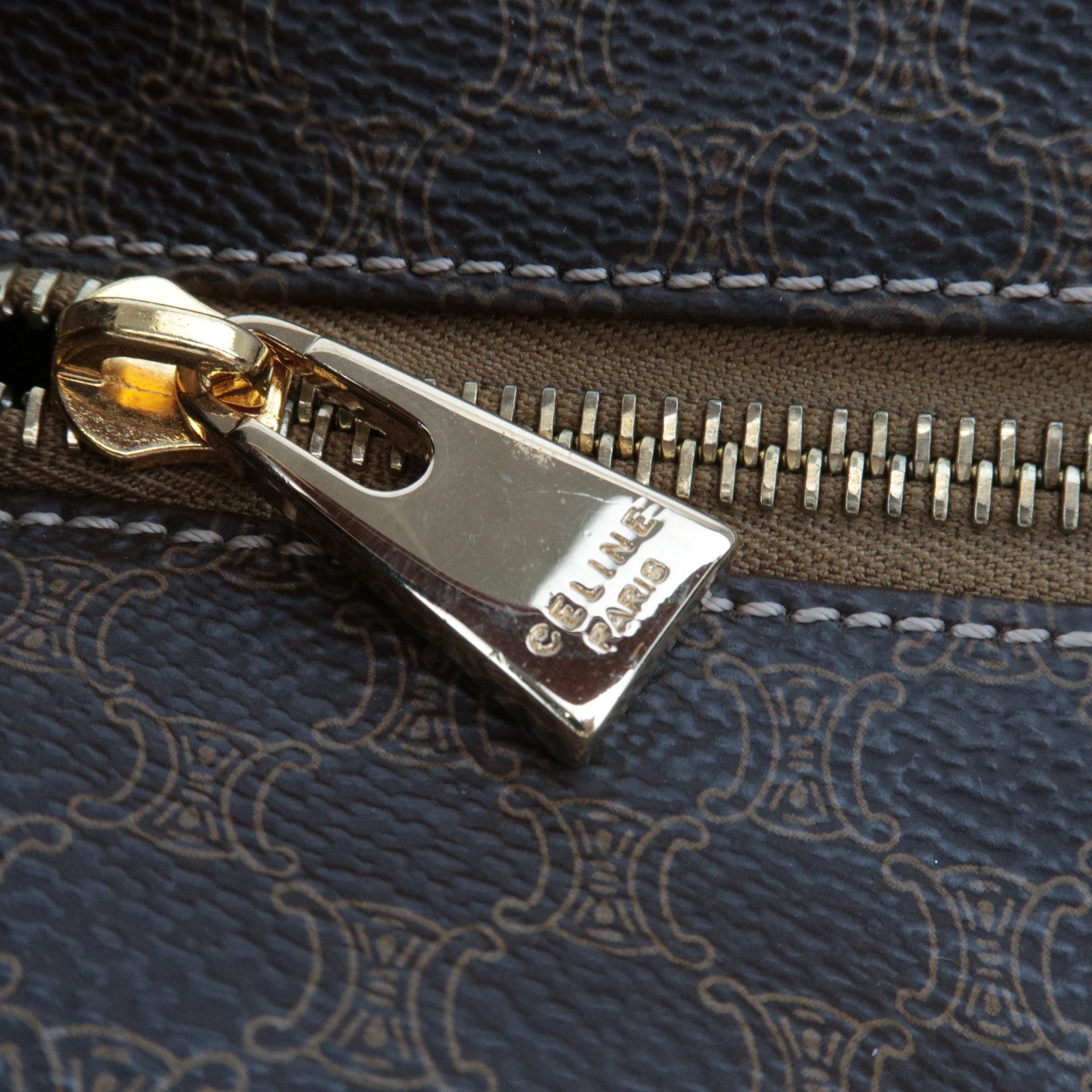 CELINE Macadam PVC Leather Handbag Brown