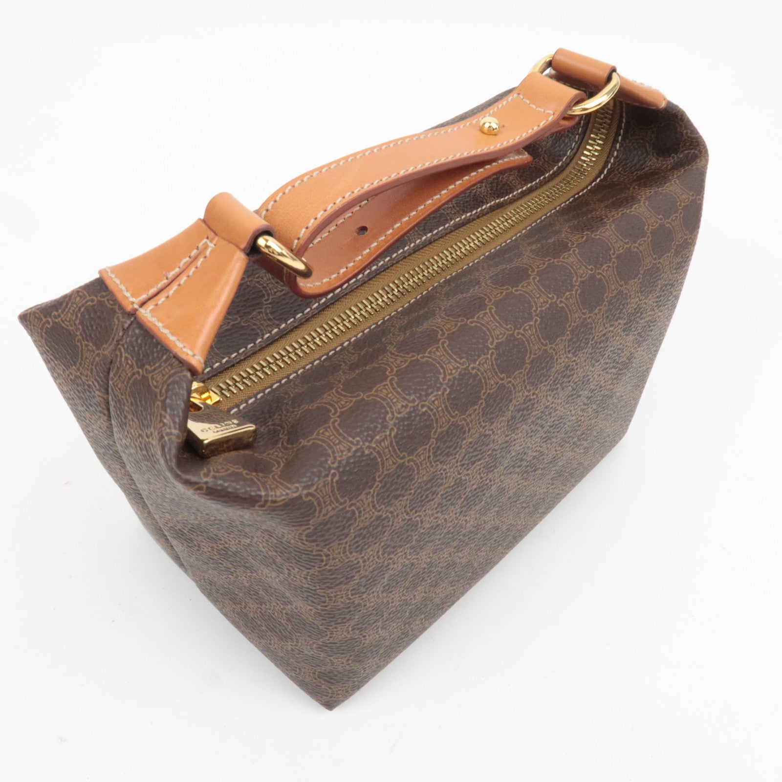 CELINE Macadam PVC Leather Handbag Brown