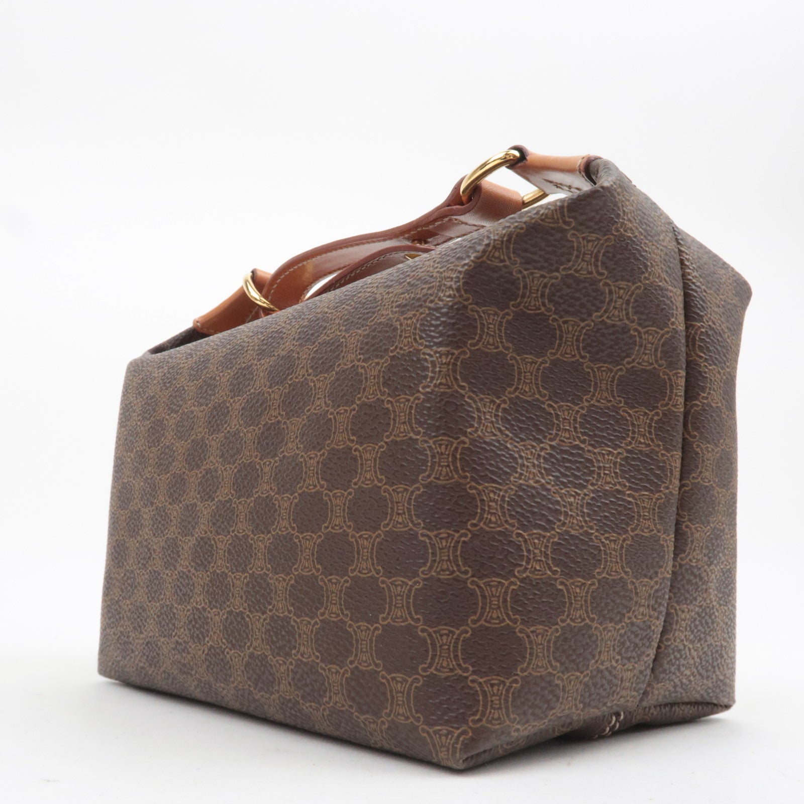 CELINE Macadam PVC Leather Handbag Brown