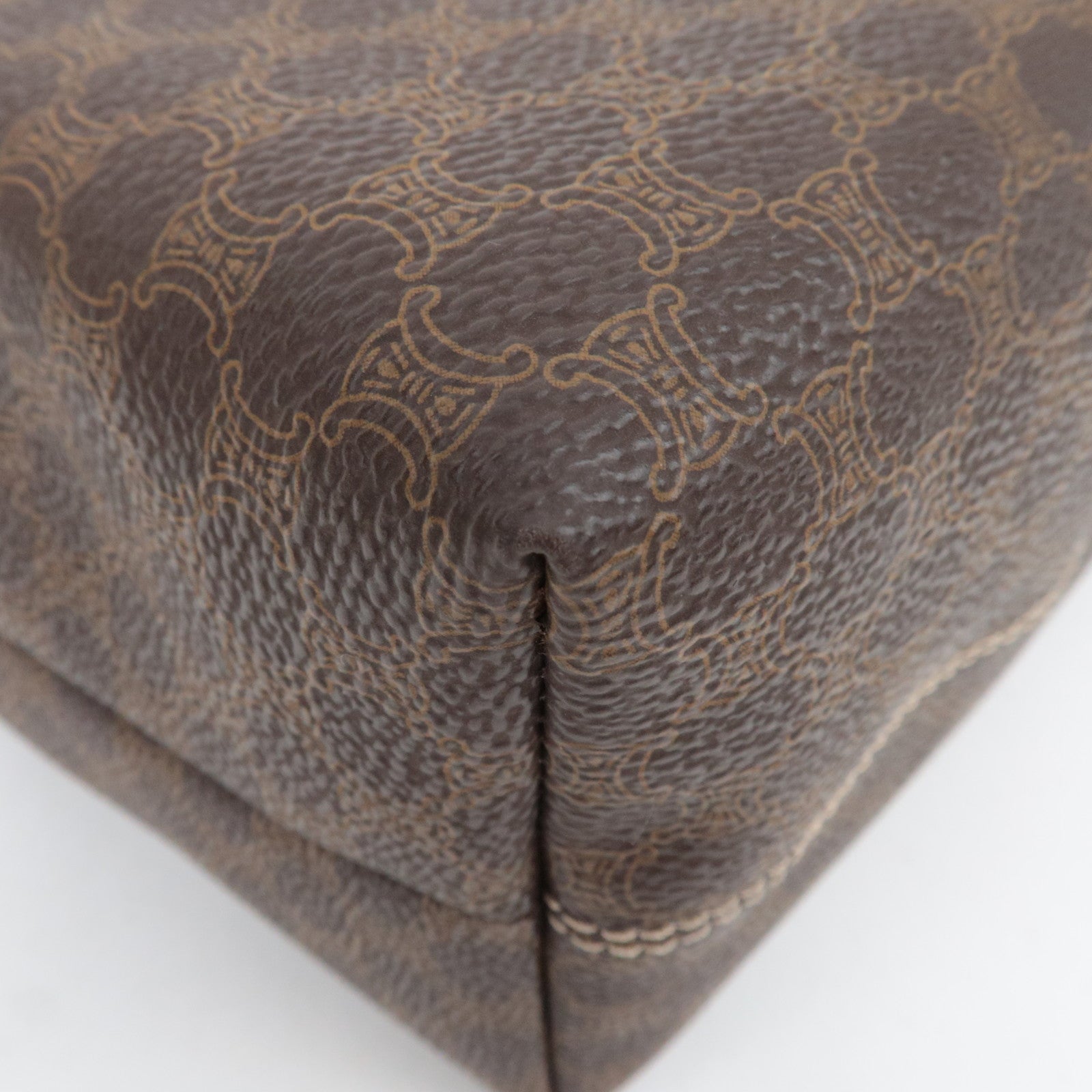 CELINE Macadam PVC Leather Handbag Brown