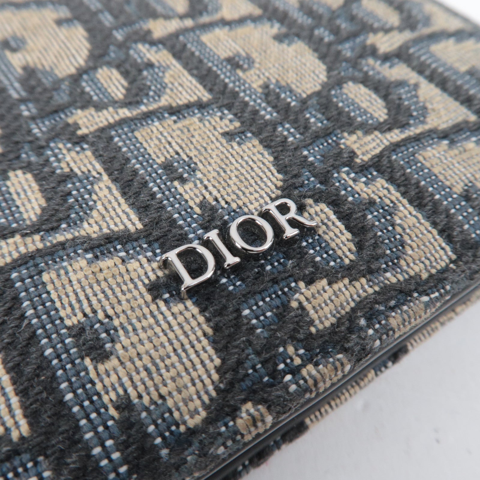 Christian Dior Oblique Trotter Jacquard Wallet Navy