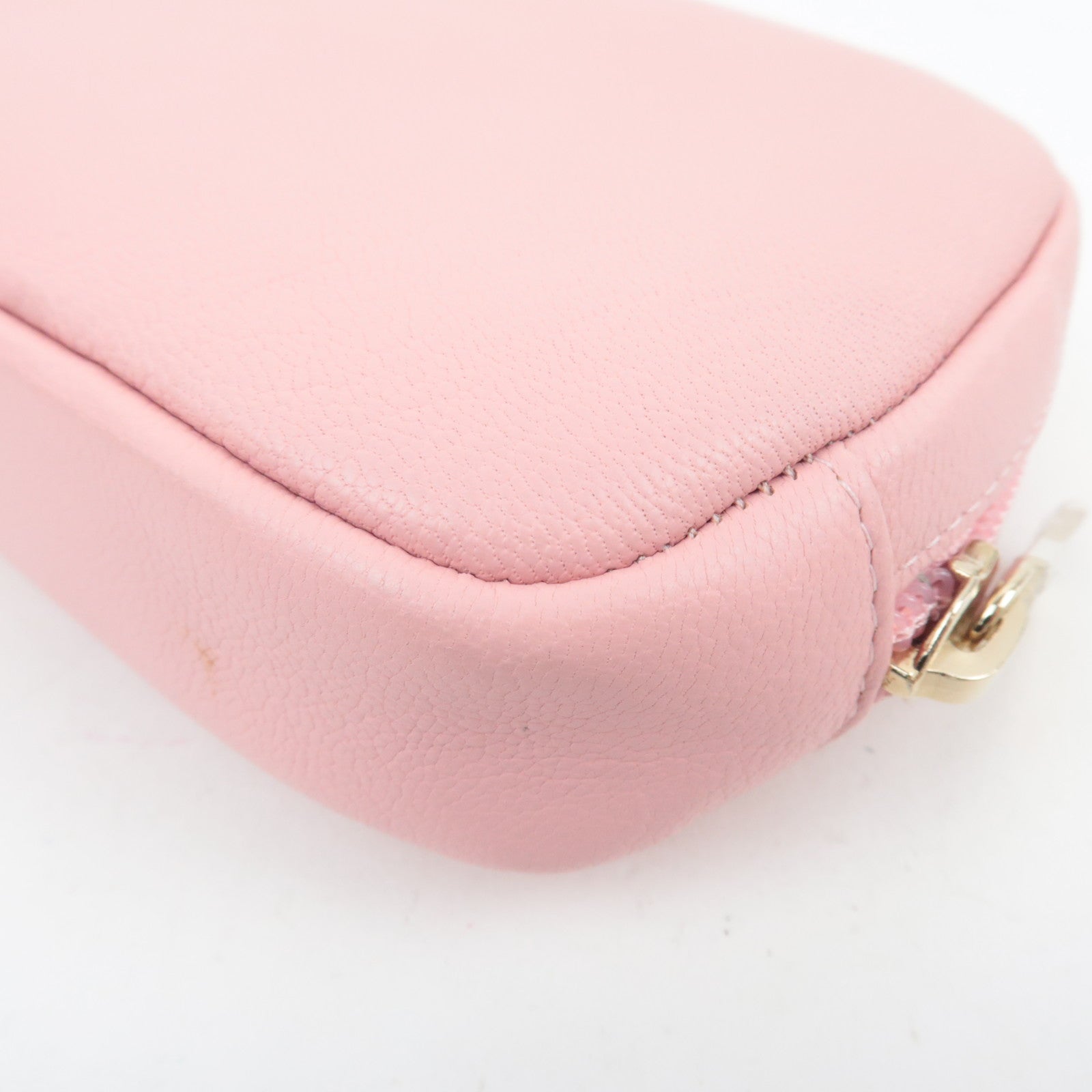 CHANEL Coco Mark Leather Cosmetic Pouch Pink
