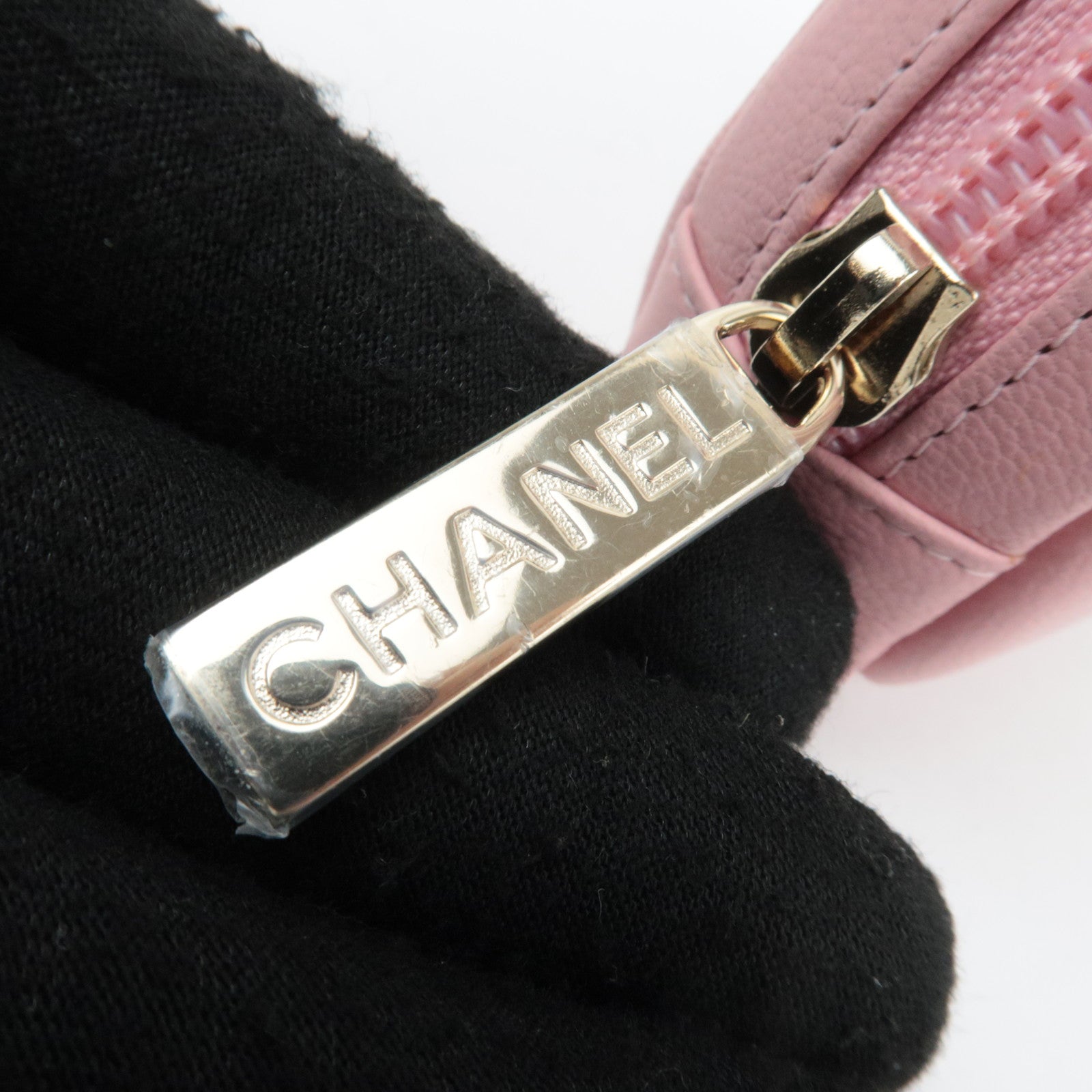 CHANEL Coco Mark Leather Cosmetic Pouch Pink