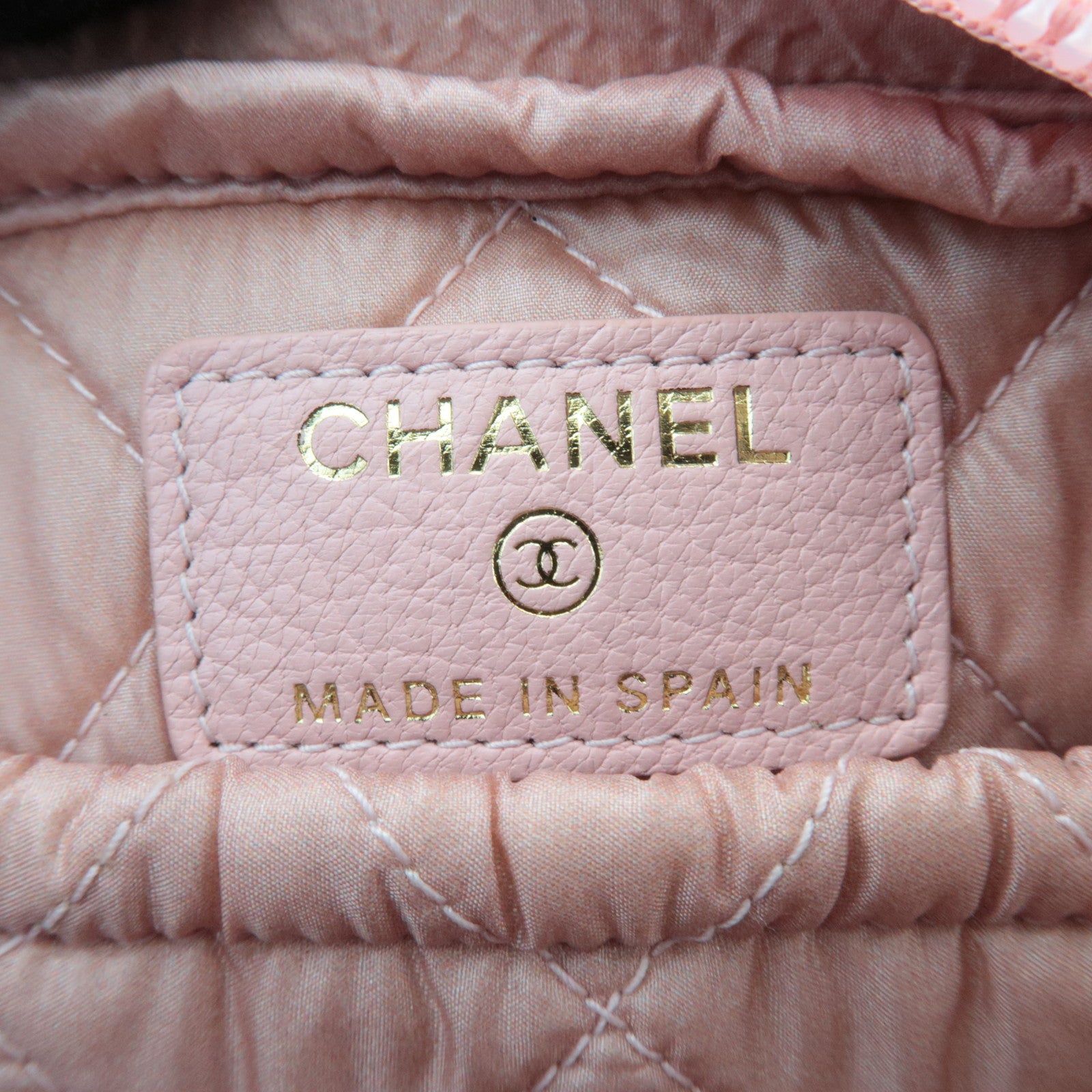 CHANEL Coco Mark Leather Cosmetic Pouch Pink