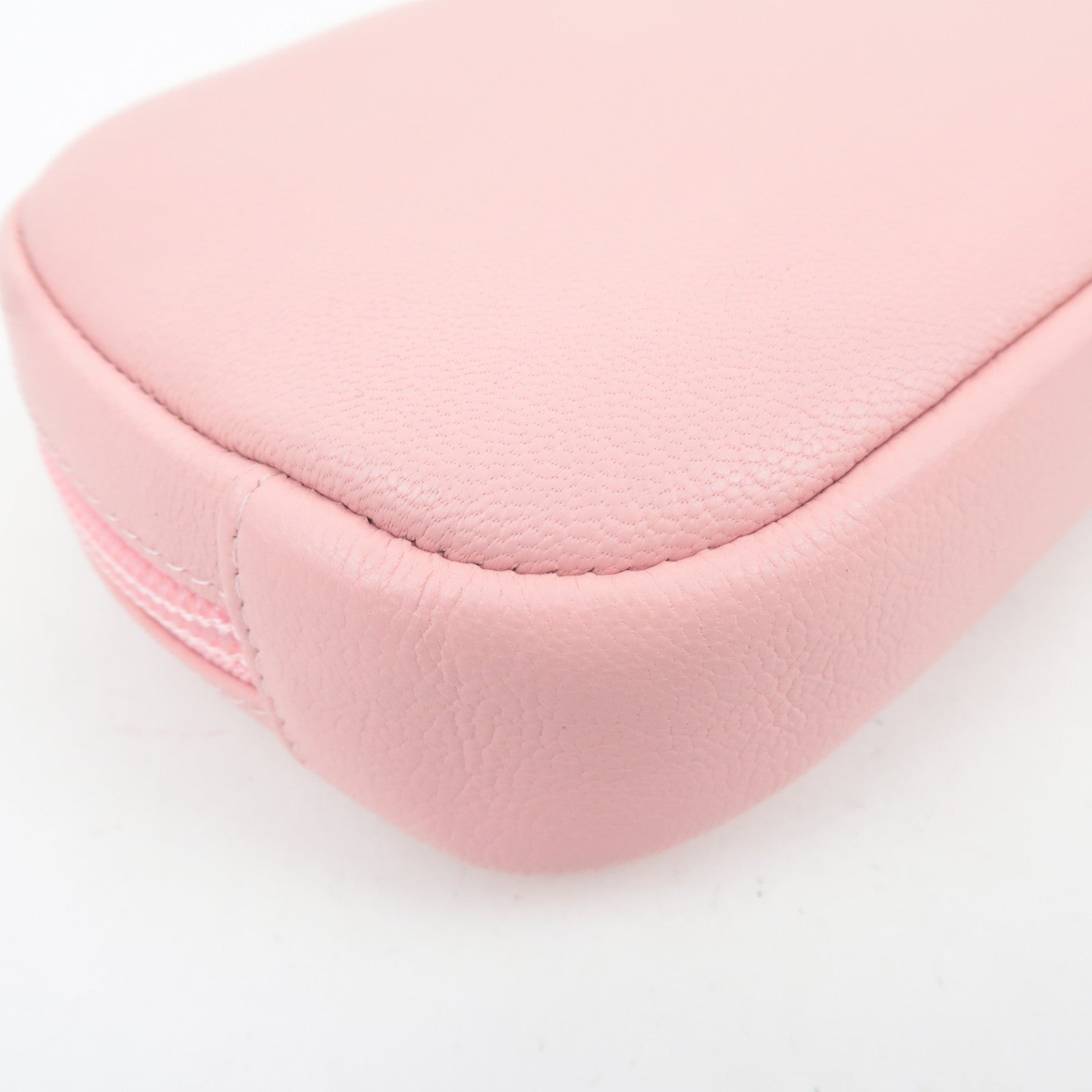 CHANEL Coco Mark Leather Cosmetic Pouch Pink