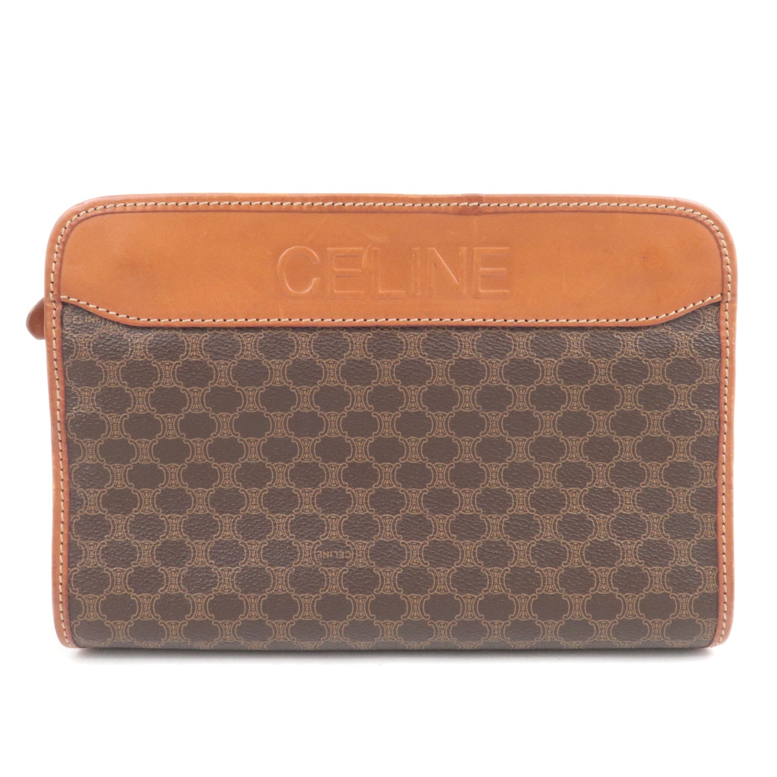 CELINE Macadam PVC Leather Clutch Bag Brown88371